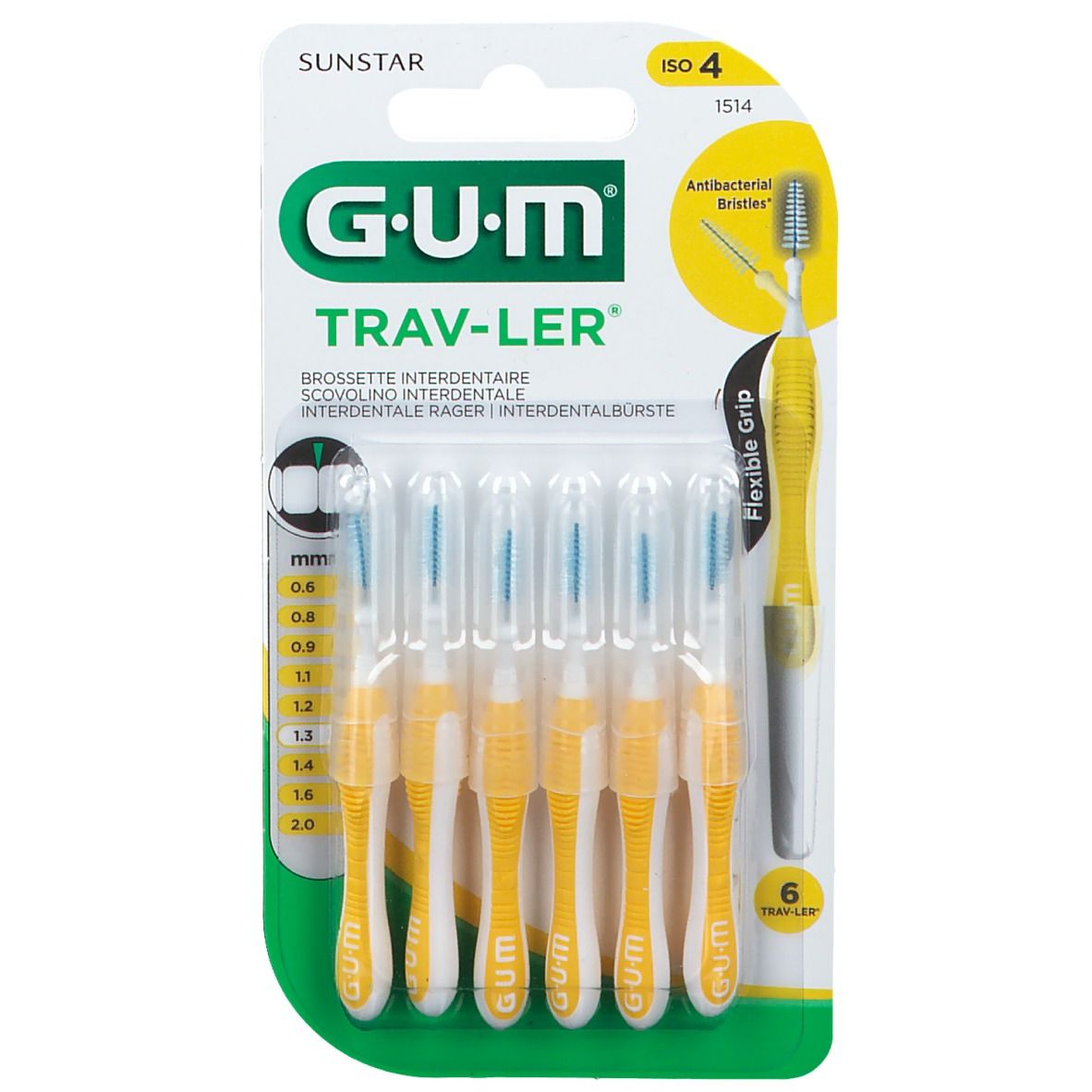 GUM® Trav-Ler® 1,3 mm Gelb Tanne mit Kappe