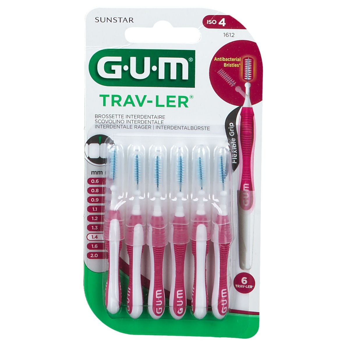 Gum® Trav-Ler® Interdentalbürsten 1,4 mm rosa mit Kappe