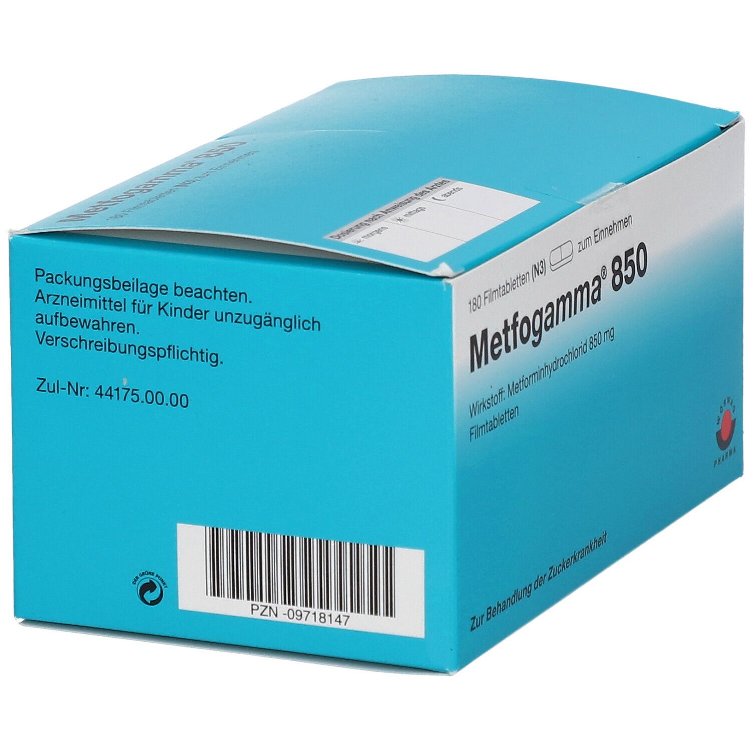 Metfogamma 850 mg Filmtabletten 180 St