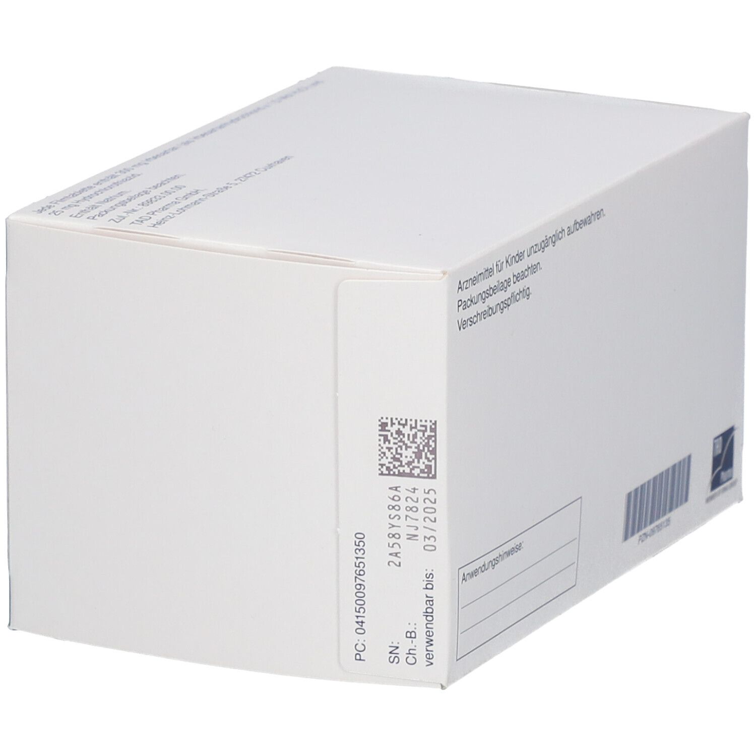 Seitenansicht der Schachtel Irbecor comp.®. Text: Arzneimittel für Kinder unzugänglich aufbewahren. Barcode und Verfallsdatum.