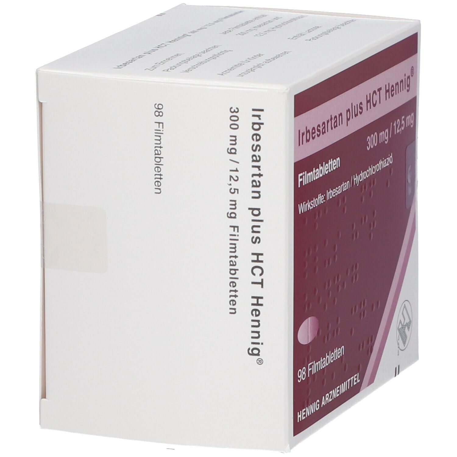 Irbesartan plus HCT Hennig 300 mg/12,5 mg Filmtab. 98 St Filmtabletten