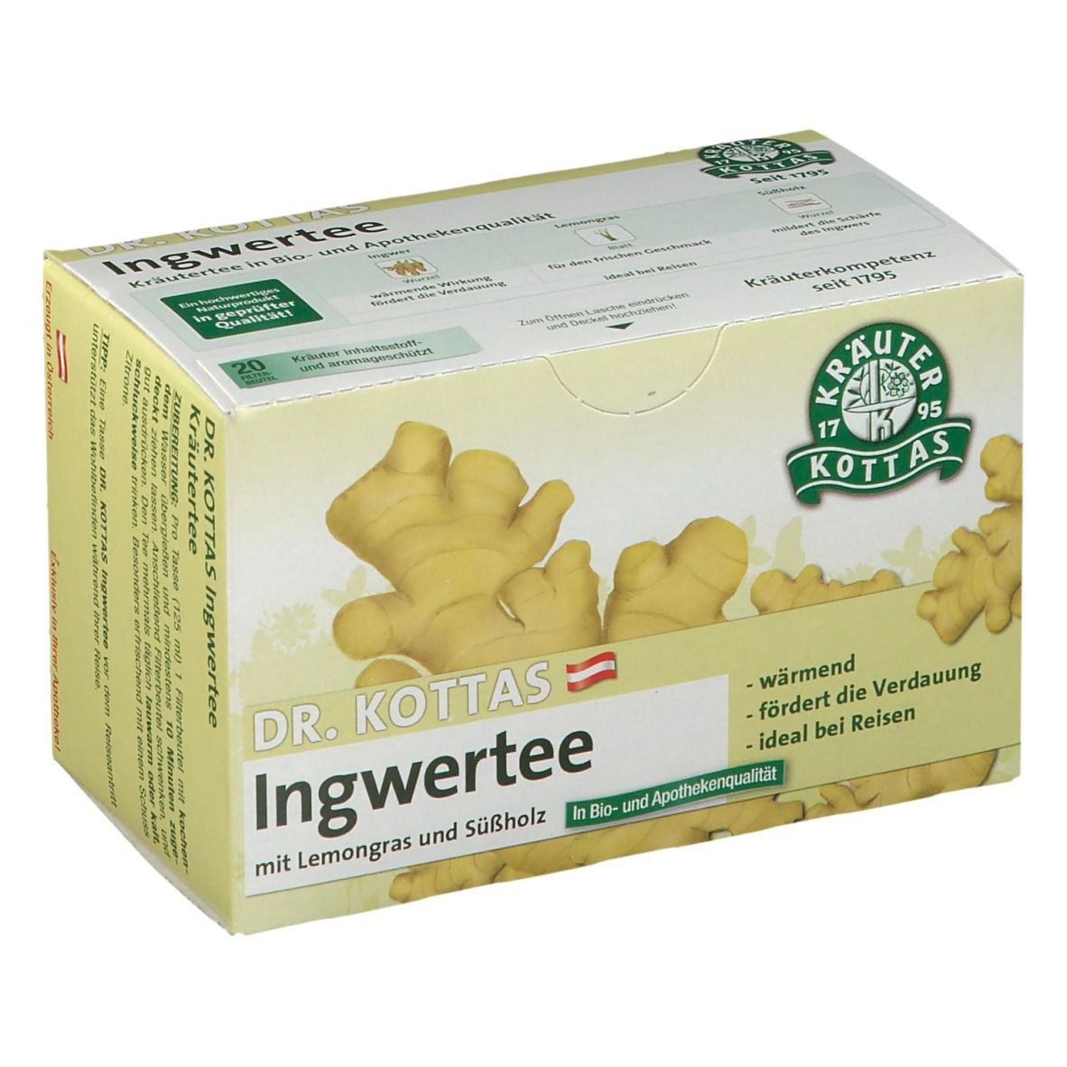 DR. KOTTAS Ingwertee mit Lemongras und Süßholz, 20 Beutel.