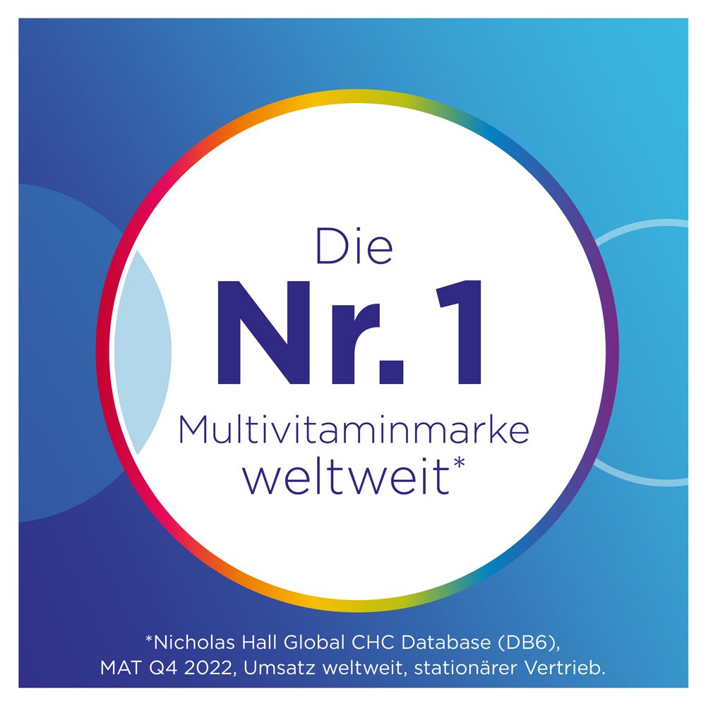 Kreis mit Text: Die Nr. 1 Multivitaminmarke weltweit.