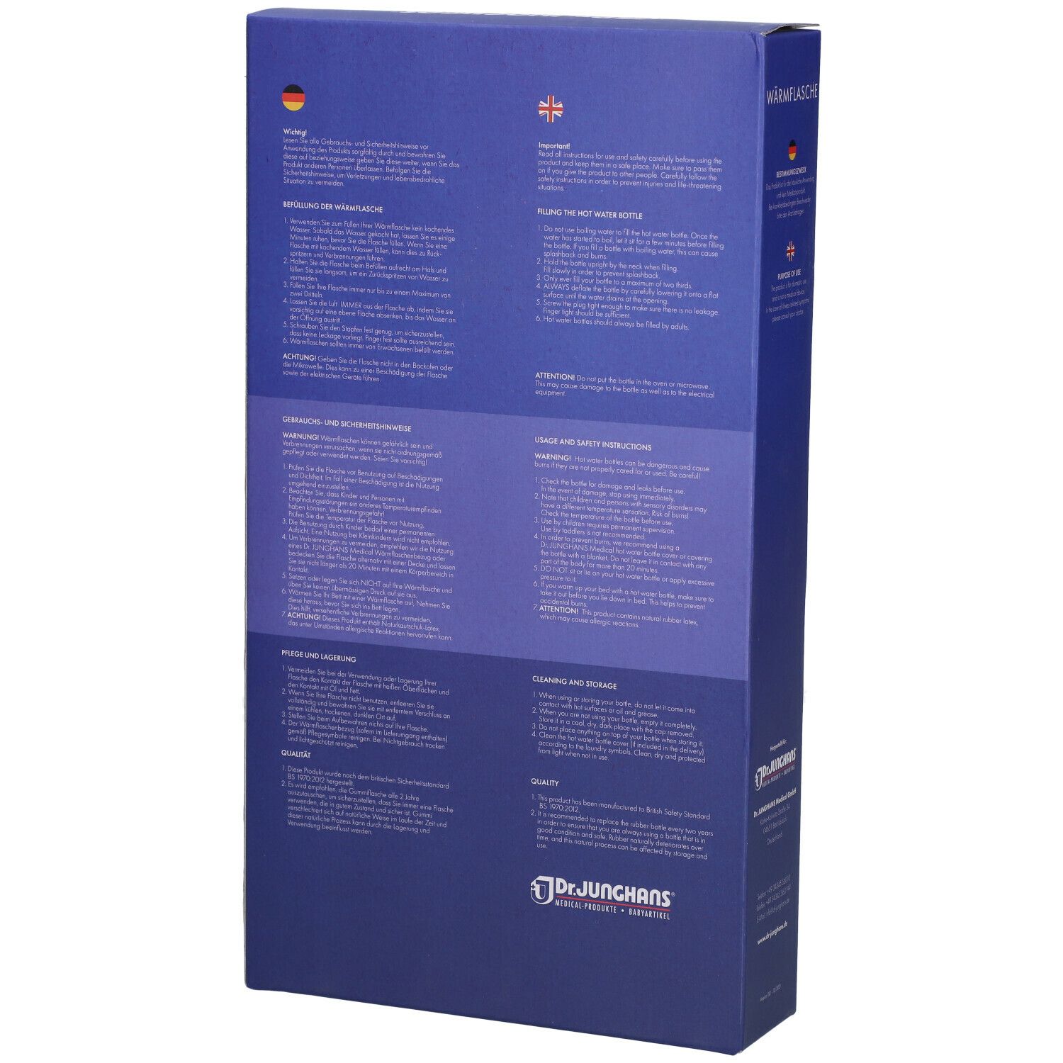Dr. Junghans® Wärmflasche 0,6 l mit blauem Bezug 1 St - SHOP APOTHEKE