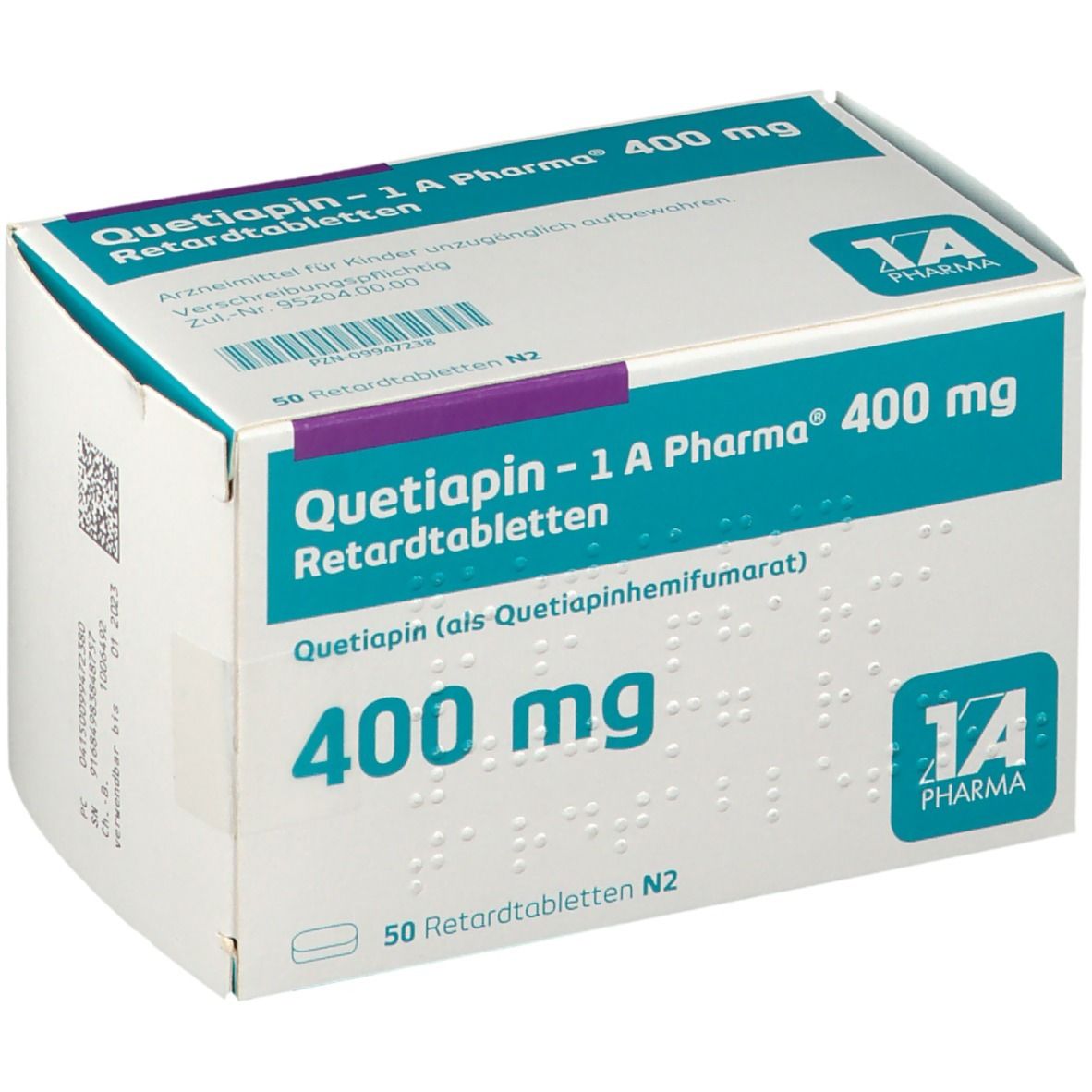 Quetiapin-1A Pharma 400 mg Retardtabletten 50 St Retard-Tabletten