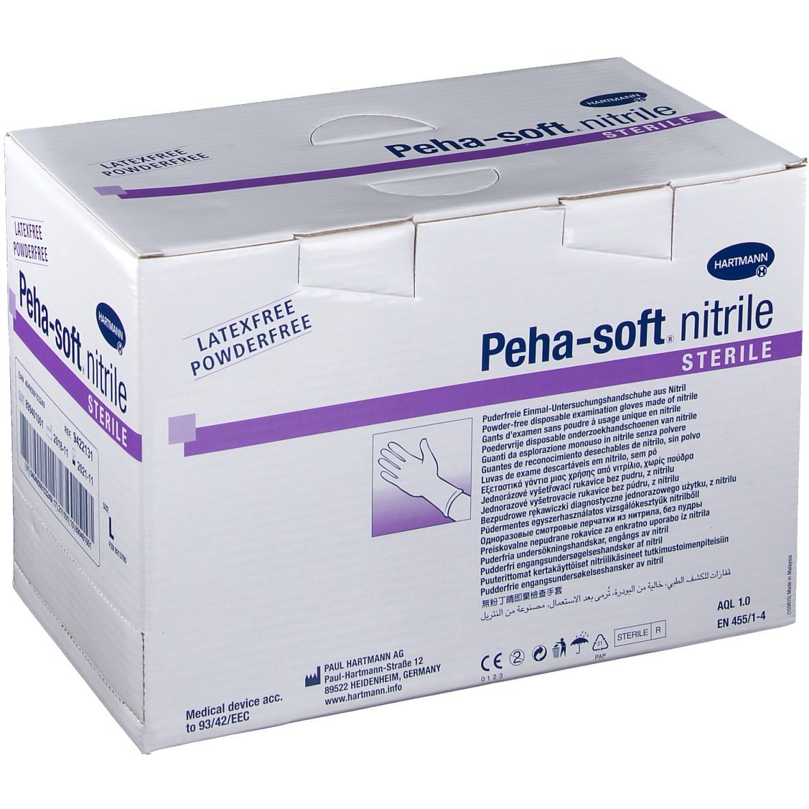 Peha-soft® nitrile puderfrei steril Untersuchungshandschuhe Gr. L 8 - 9 50X2 St Handschuhe