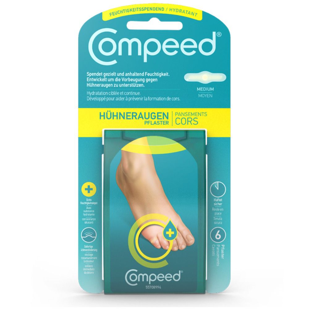 Hühneraugenpflaster Medium feuchtigkeitsspendend 6 St Pflaster