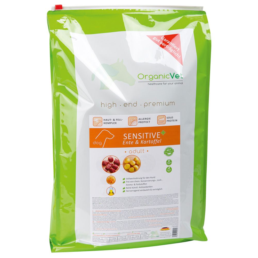 Hund Trockenfutter Sensitive+ Ente & Kartoffel 10 kg Beutel