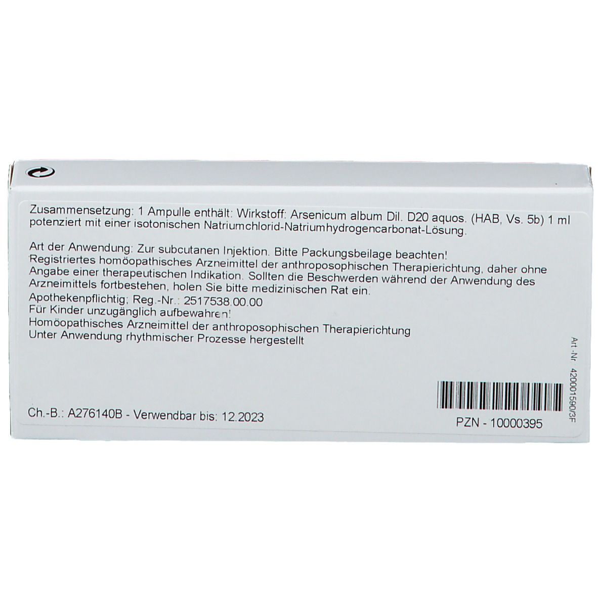 Arsenicum album D 20 Ampullen