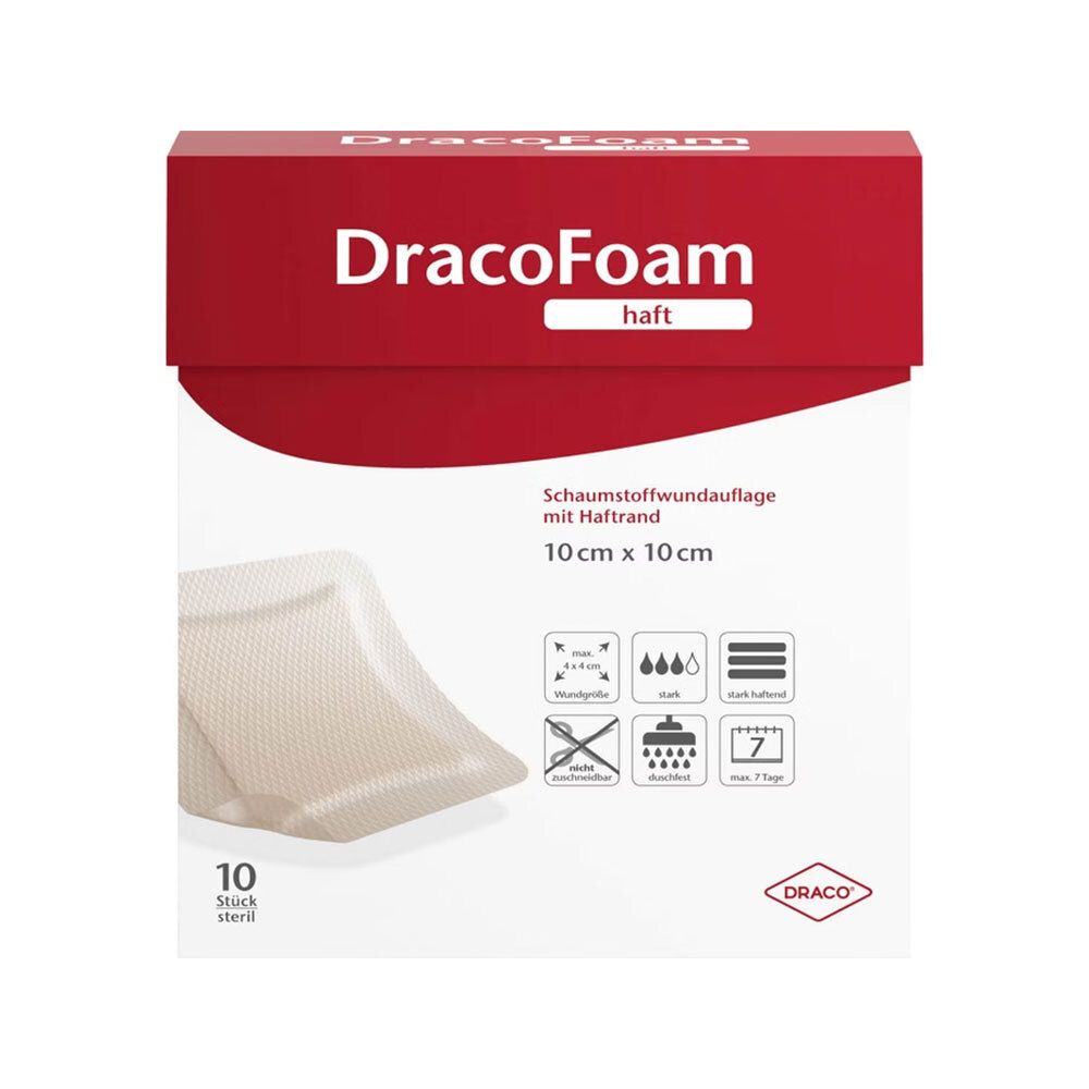 Dracofoam Haft Schaumstoff Wundaufl.10x10 cm 10 St Verband