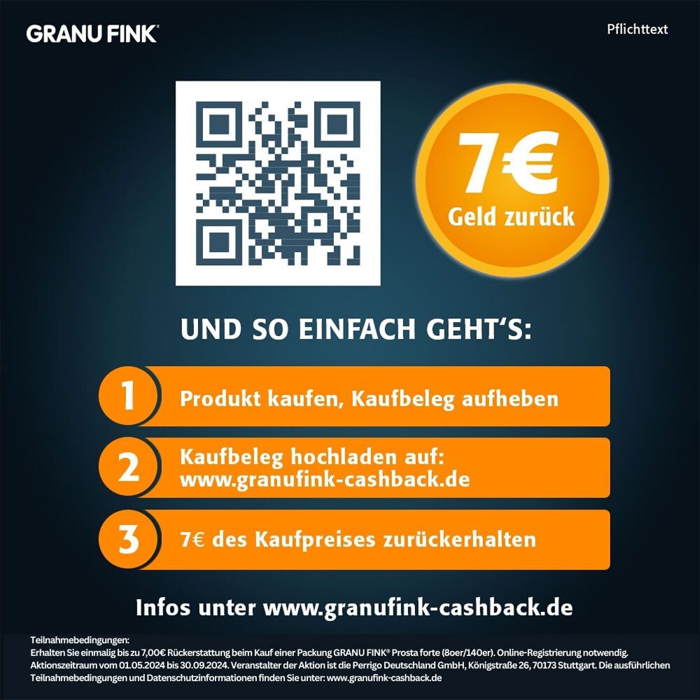 GRANU FINK® Prosta forte 500 mg – Jetzt 7€ Cashback sichern