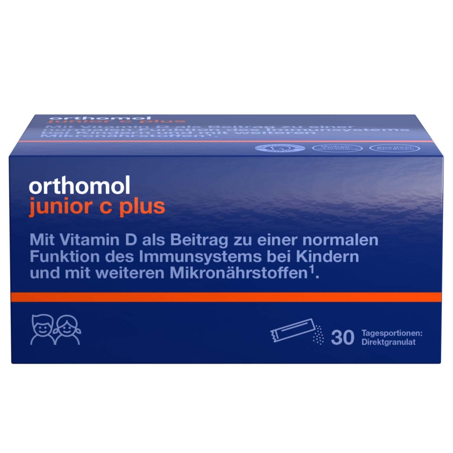 Orthomol junior C plus - mit Vitamin C als Beitrag zu einer normalen Funktion des Immunsystems - Himbeer/Limetten-Geschm