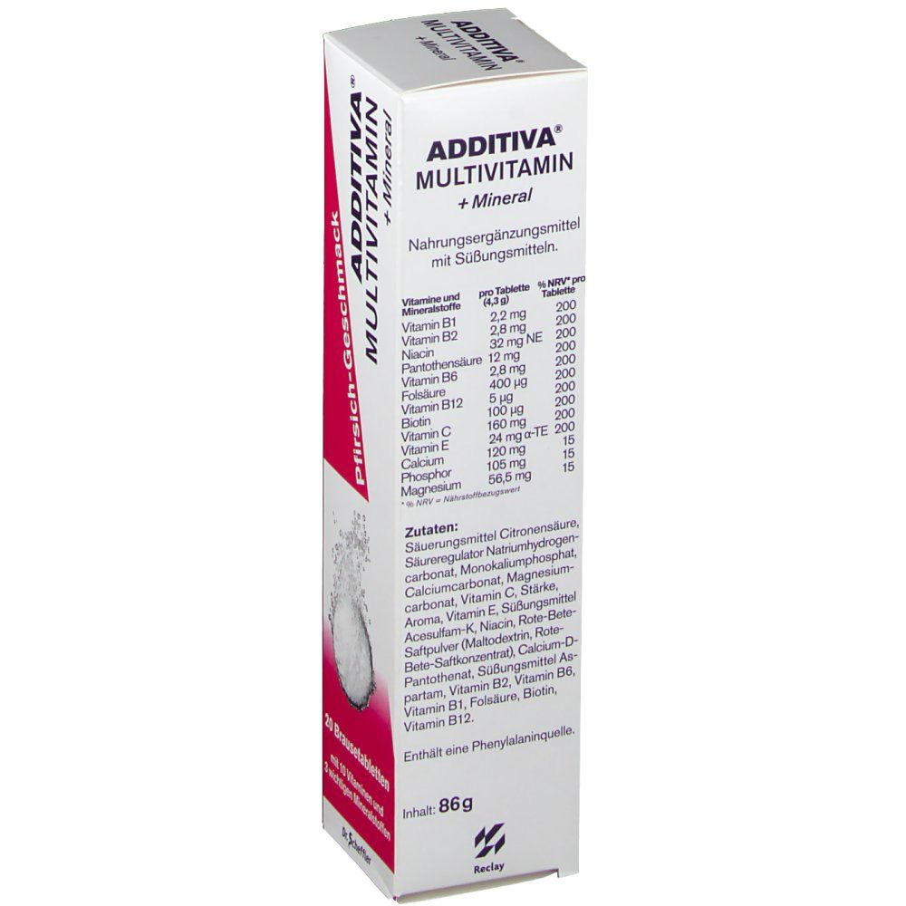 Additiva Multivit.+Mineral Pfirsich R Brausetabl. 20 St Brausetabletten