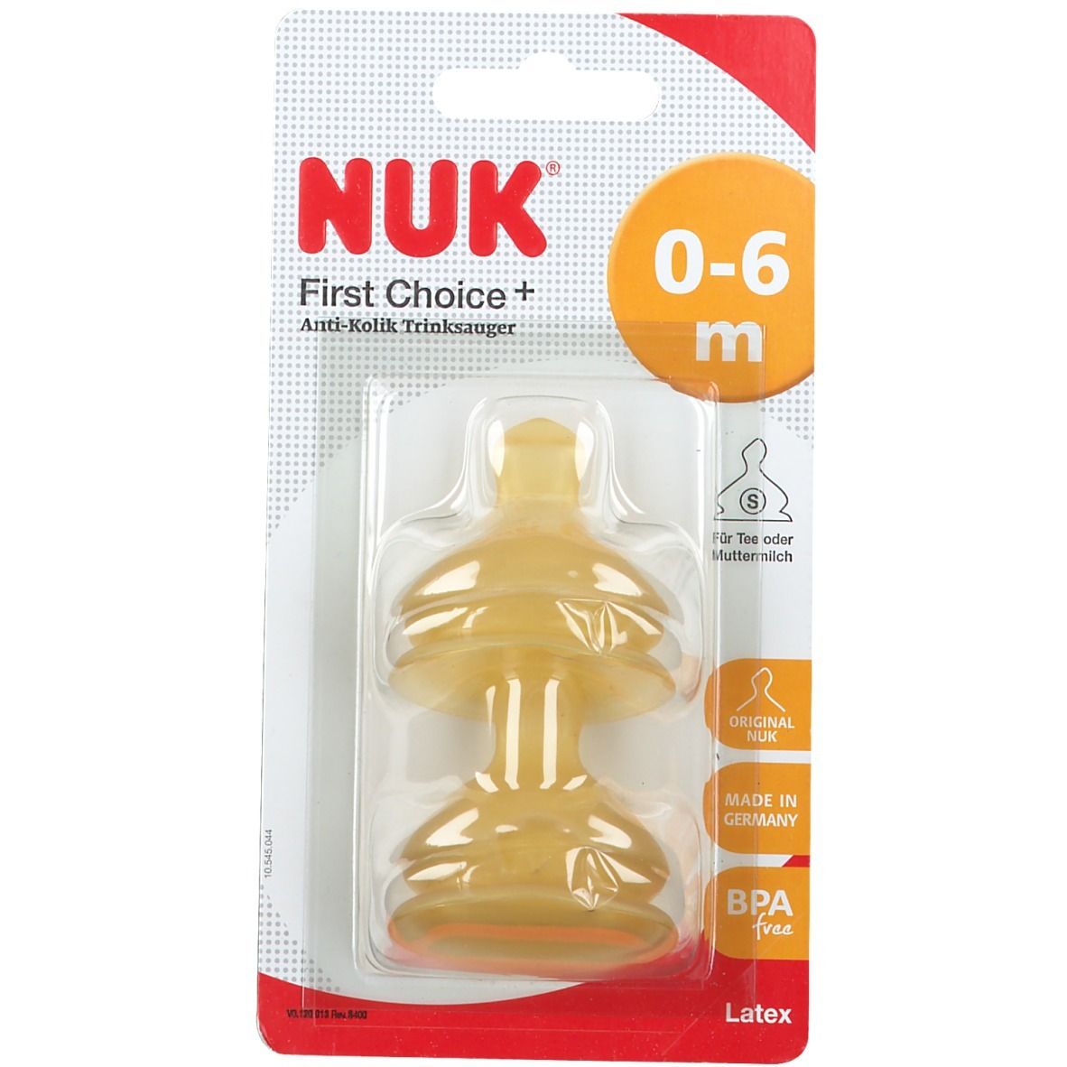 NUK First Choice Plus Latexsauger für Milch & Tee, 0-6 Monate