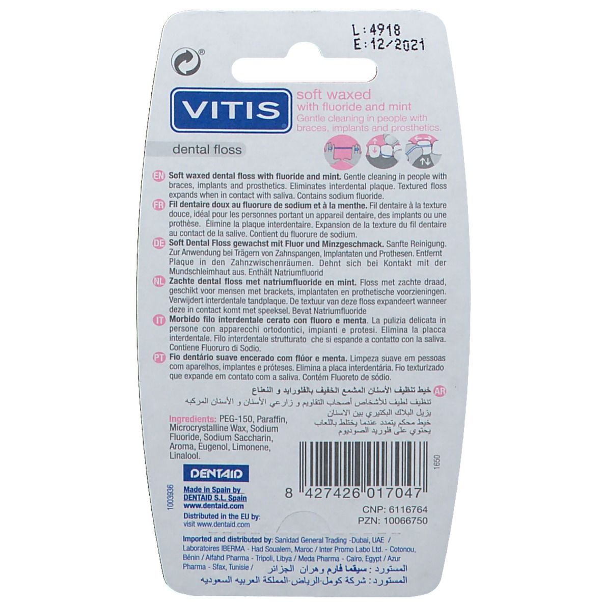 VITIS® whitening Zahnfloss gewachst