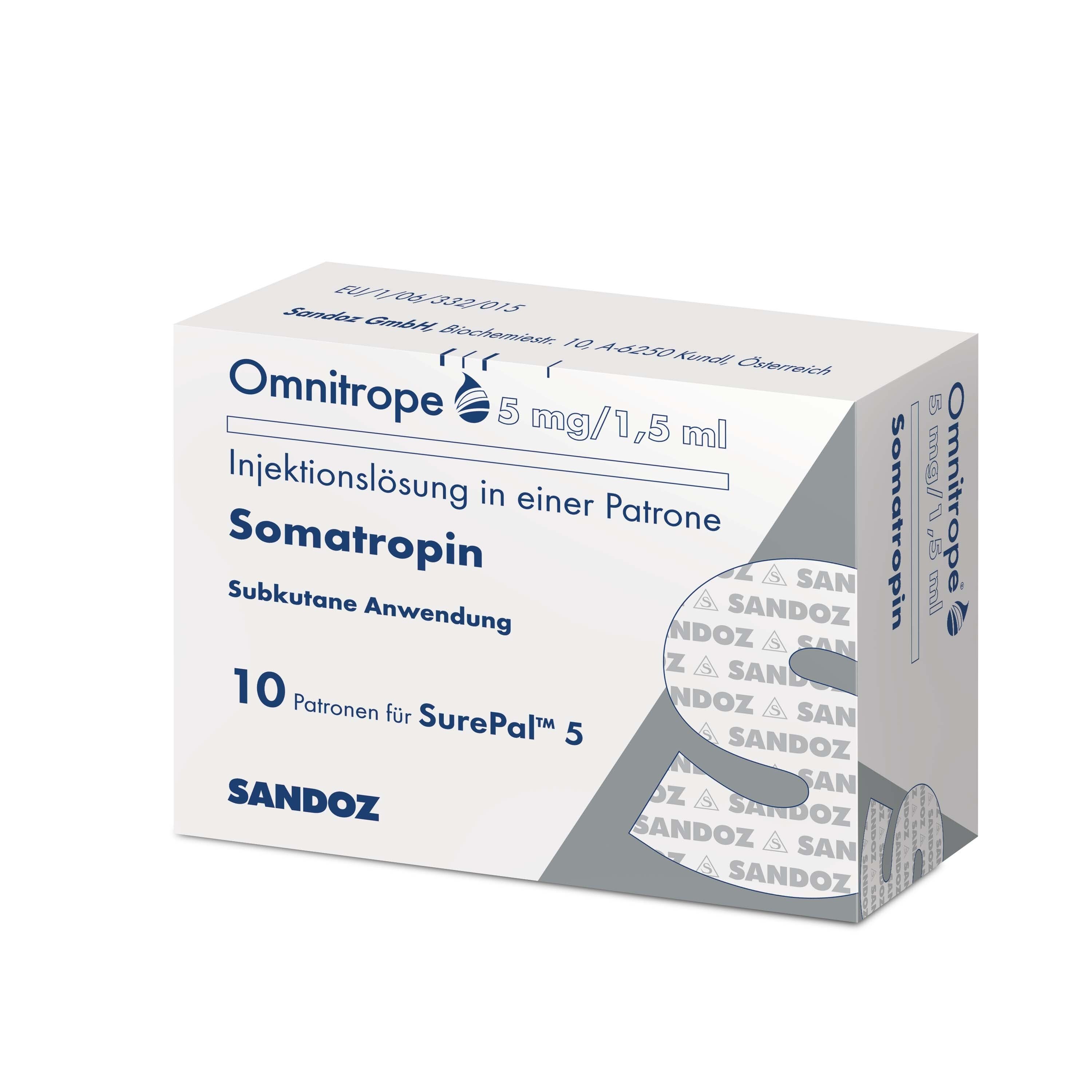 Omnitrope 5 mg/1,5 ml Injektionslösung, 10 Patronen für SurePal 5.
