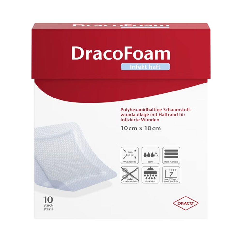 Dracofoam Infekt haft Schaumst.Wundauf.10x10 cm 10 St Verband