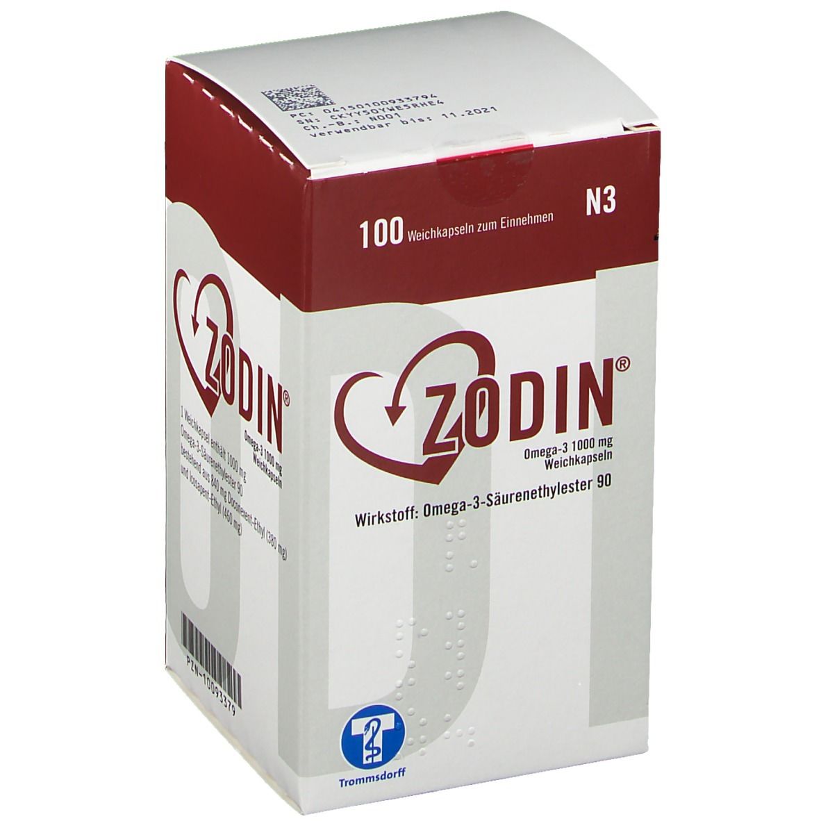 Zodin Omega3 1.000 mg 100 St mit dem ERezept kaufen Shop Apotheke