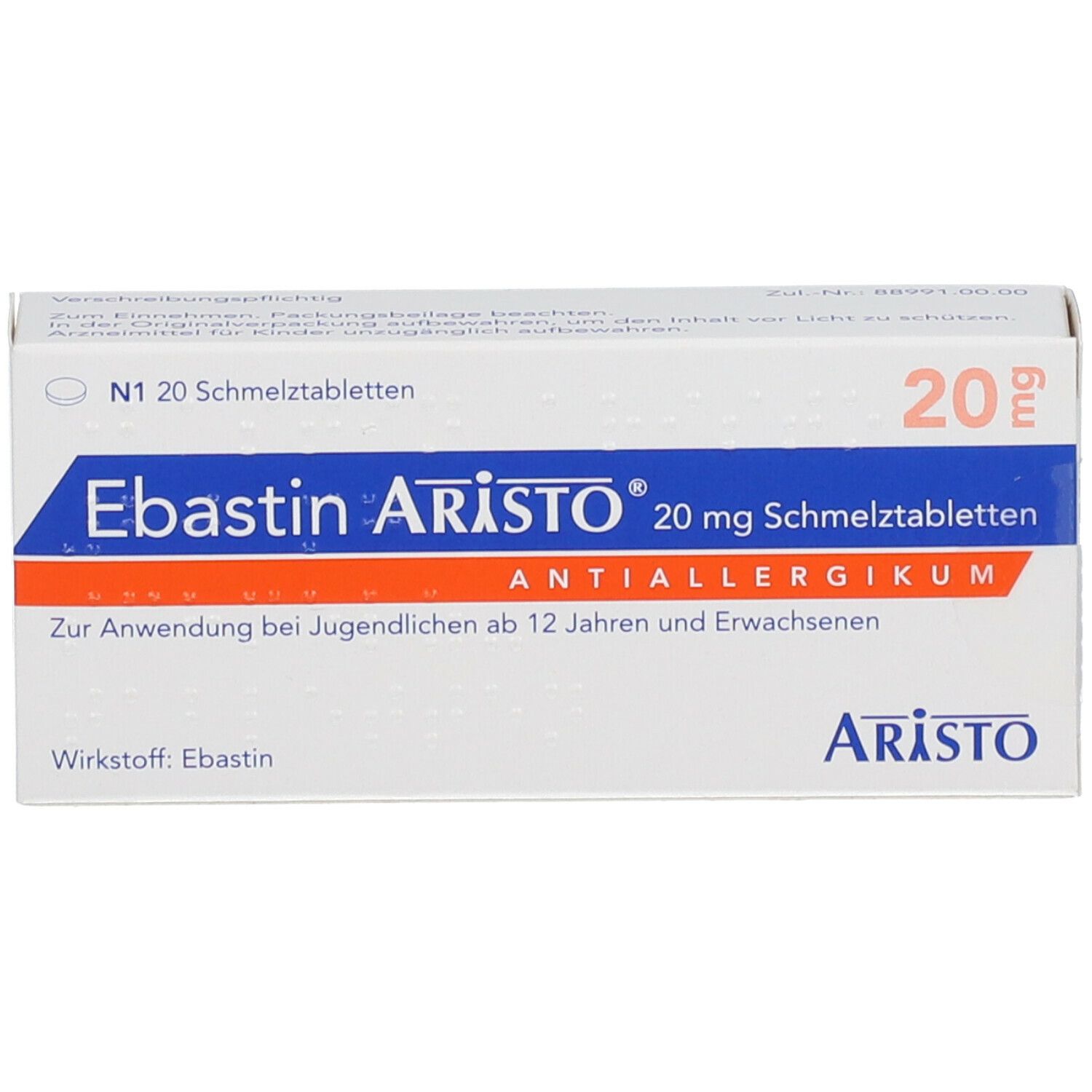 Ebastin Aristo® 20 mg 20 St mit dem E-Rezept kaufen - Shop Apotheke