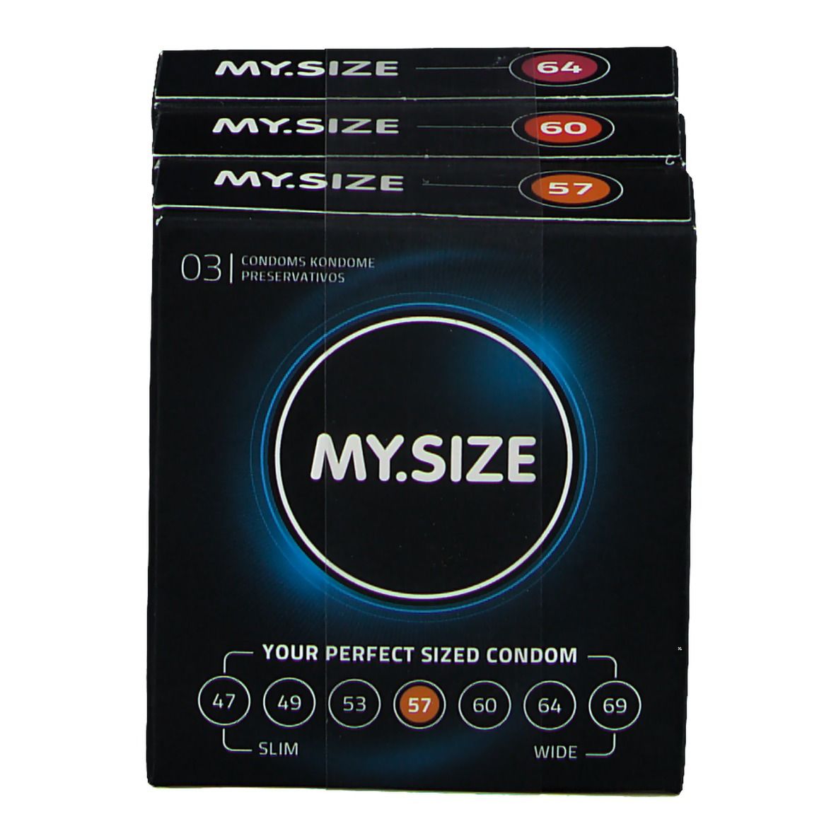 MY.SIZE 57 60 64 Kondome Testpack