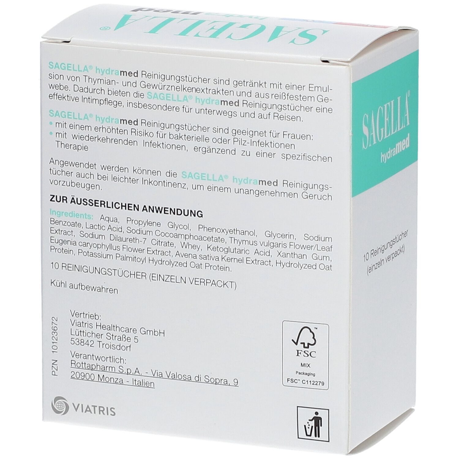 SAGELLA hydramed Intim-Reinigungstücher 10 St - shop-apotheke.at