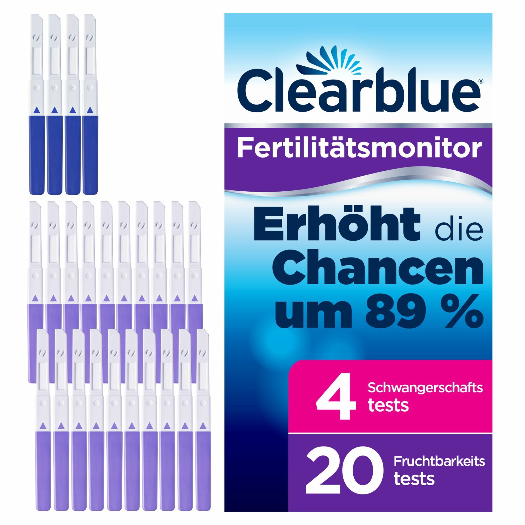 Clearblue Advanced Fertilitätsmonitor 2 x 24 Teststäbchen 5 AIDE Tests 