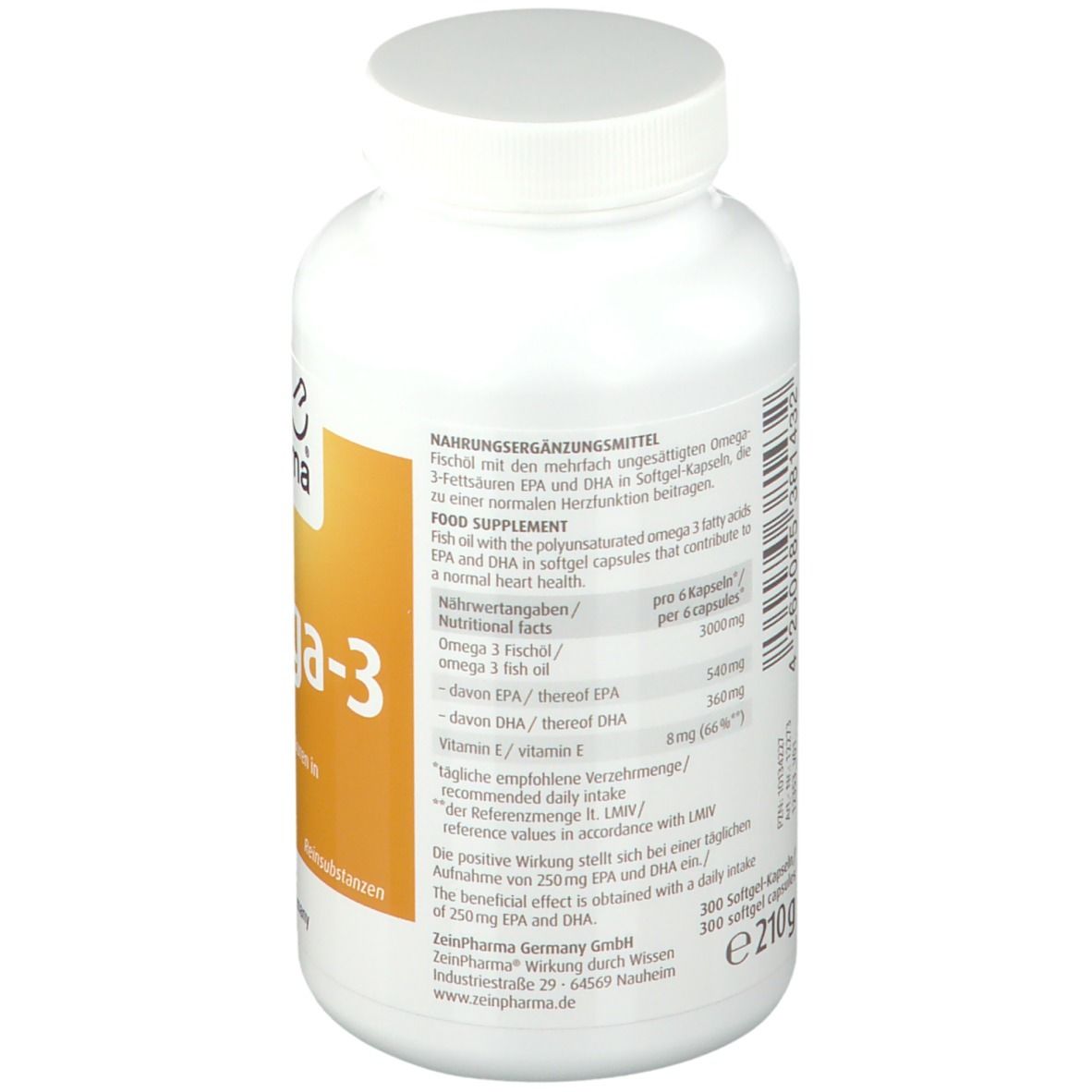 ZeinPharma® Omega 3 Fischöl Kapseln 500 mg