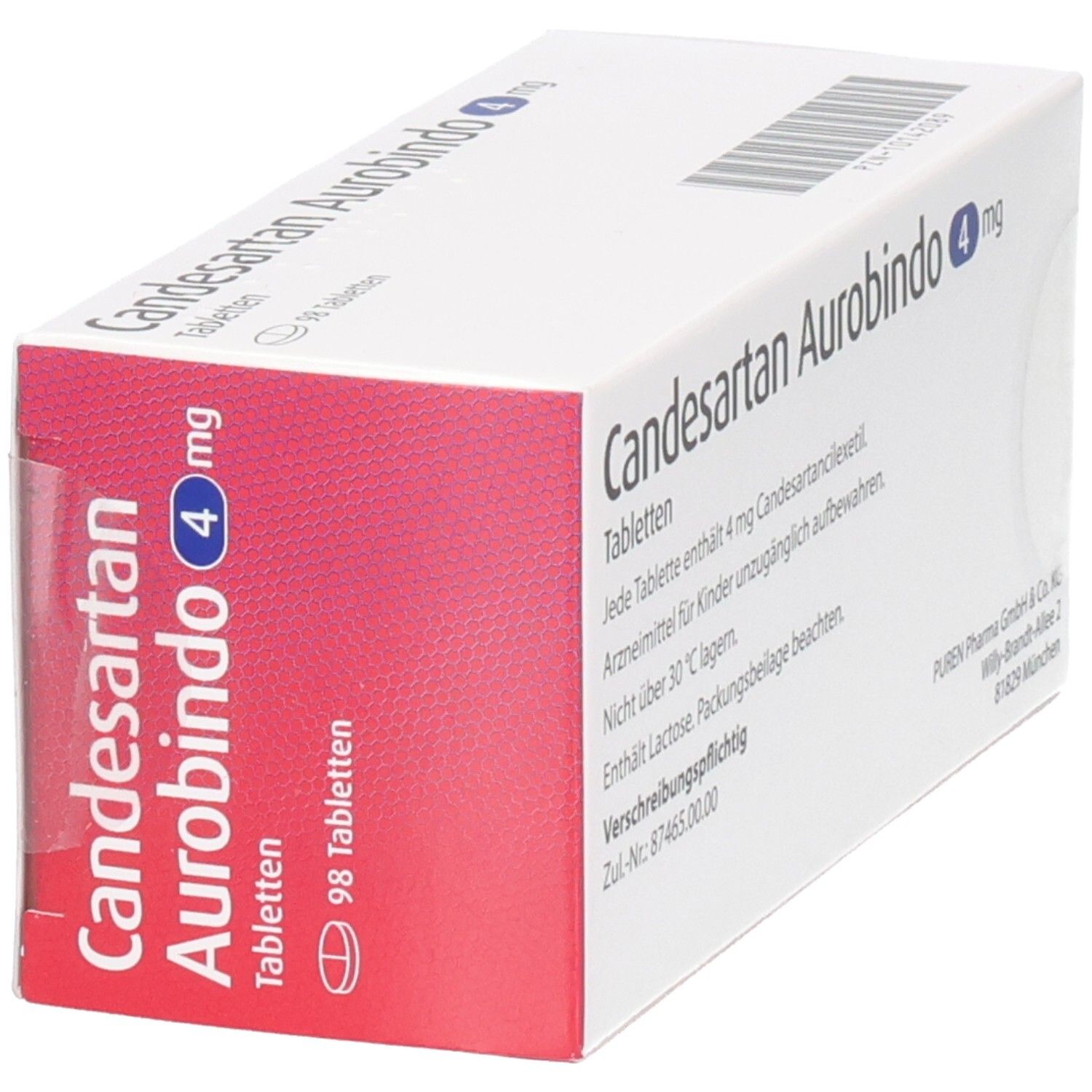 Candesartan Aurobindo 4mg Tabletten Schachtel, 98 Tabletten.
