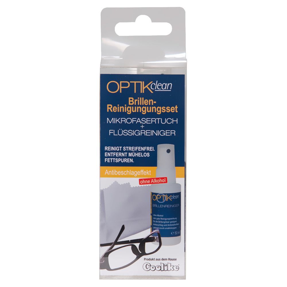OPTIKclean Brillen-Reinigungsset Mikrofasertuch + Flüssigreiniger