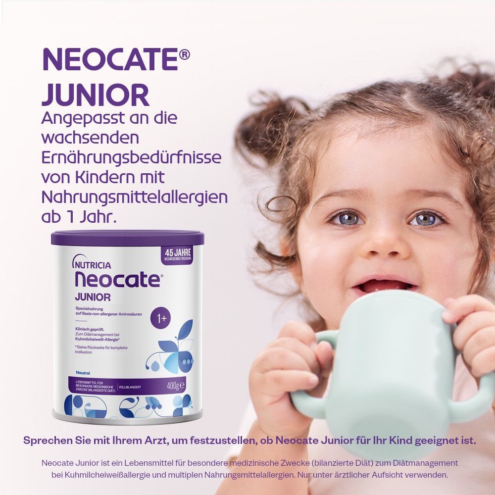 Neocate® Junior Spezialnahrung bei Kuhmilcheiweißallergie