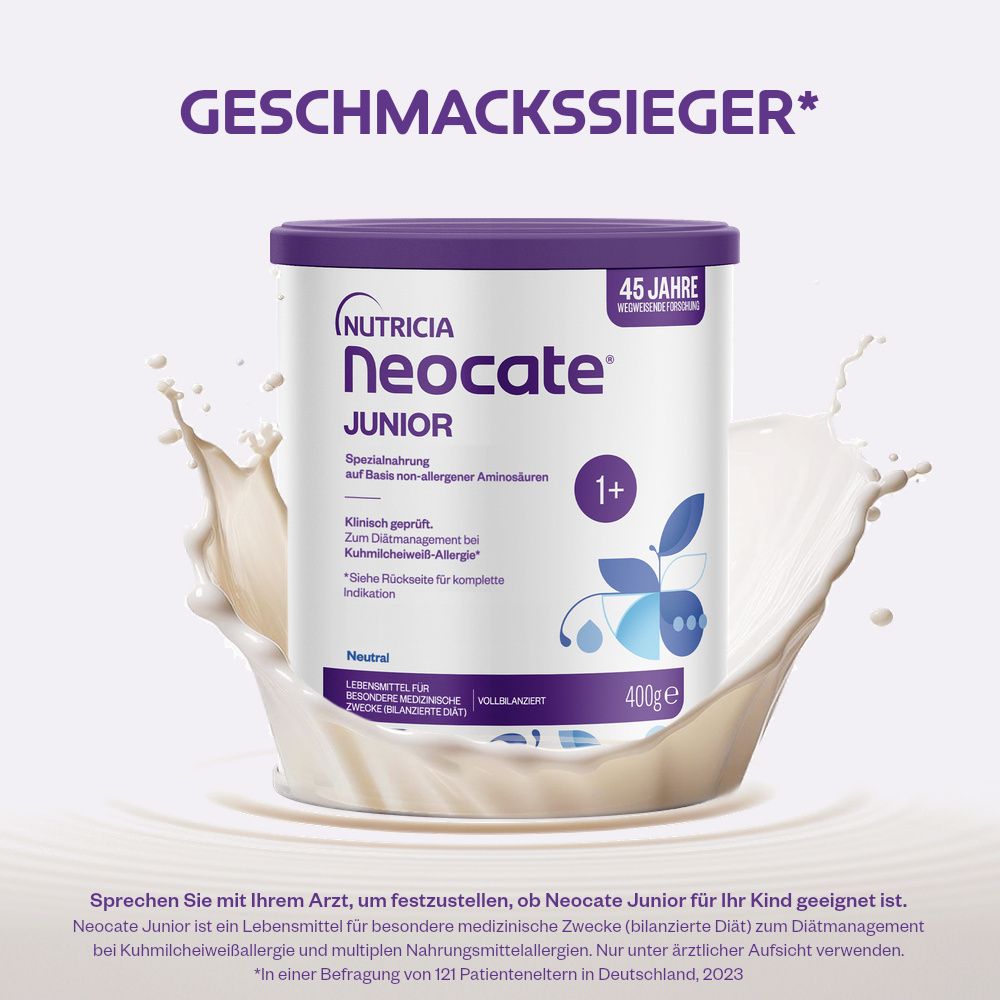 Neocate® Junior Spezialnahrung bei Kuhmilcheiweißallergie