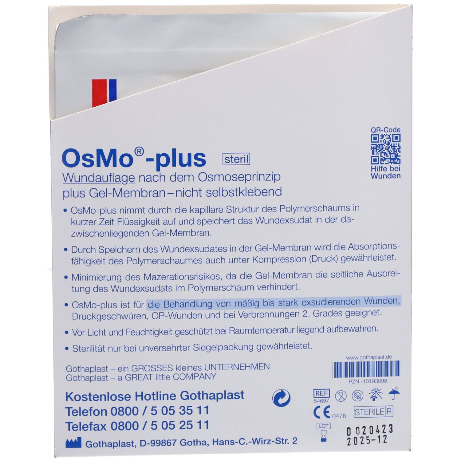 Osmo Plus Wundauflage 10x12 cm steril