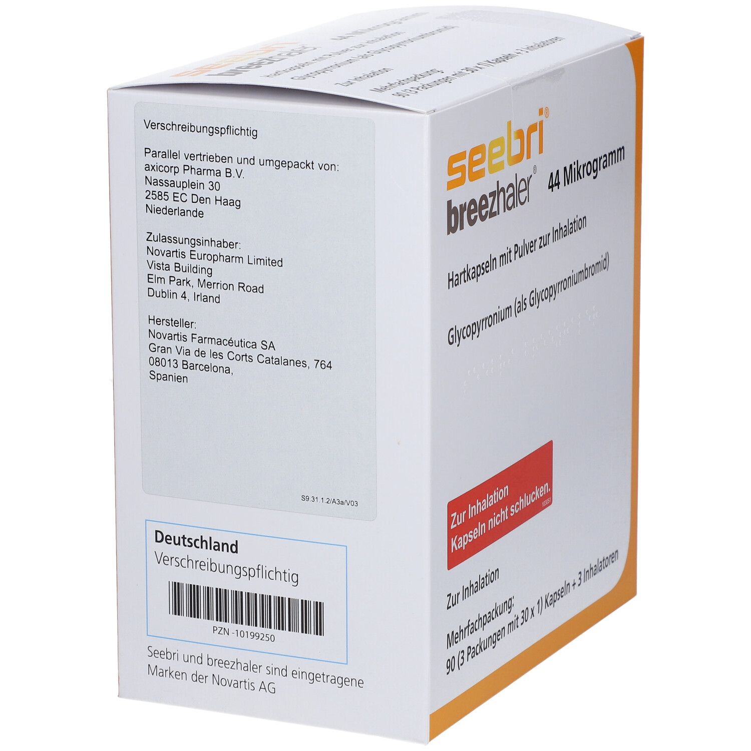 Seebri Breezhaler 44 Mikrogramm Hartk.m.Plv.z.Inh. 3x30 St Hartkapseln mit Pulver zur Inhalation