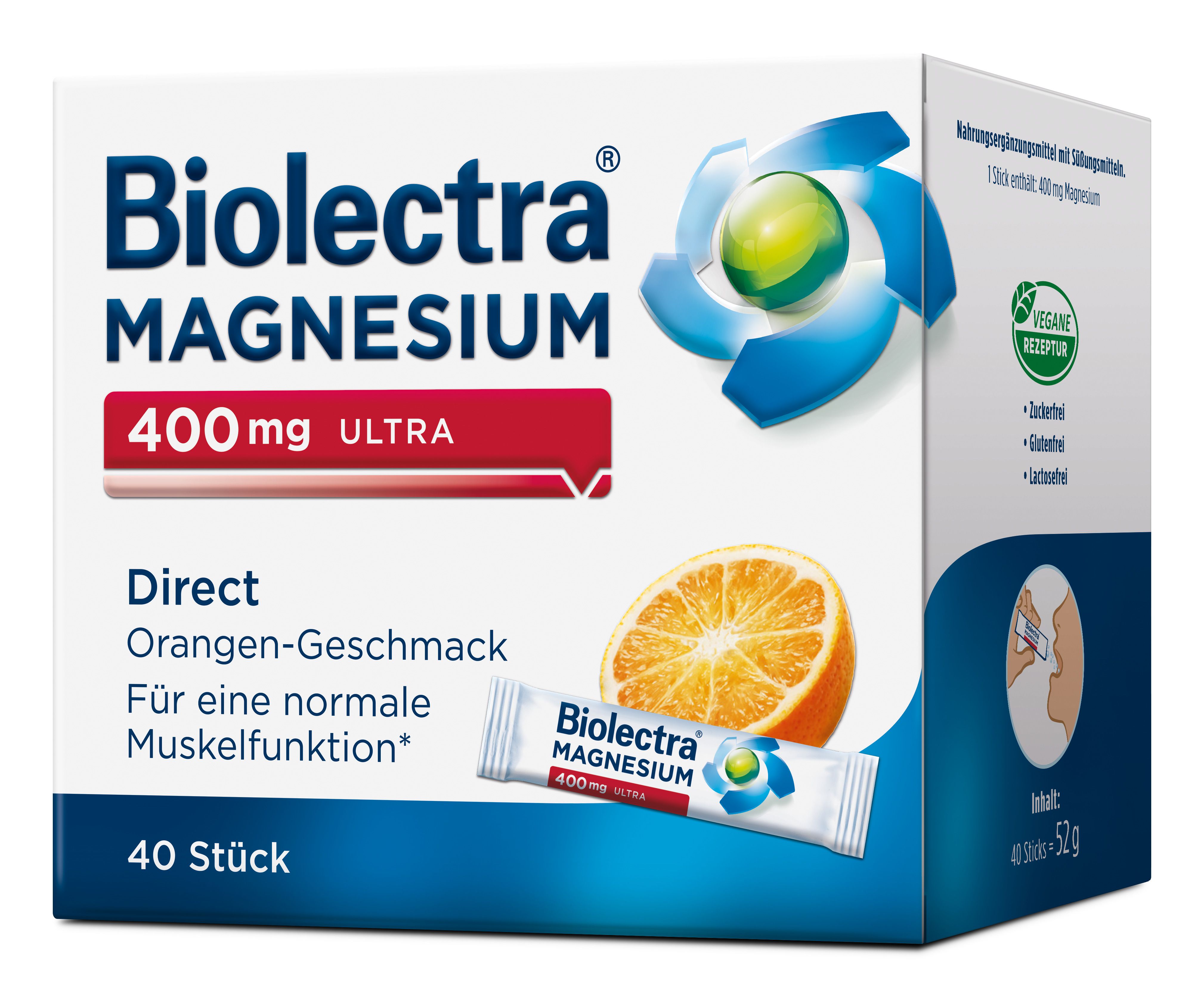 Biolectra Magnesium 400 mg ultra Direct Orange Doppelpack 2x60 St Pellets