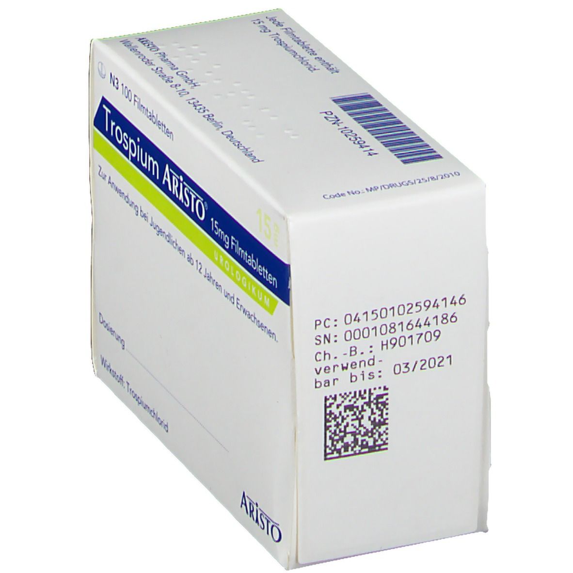 Trospium Aristo 15 mg Filmtabletten 100 St