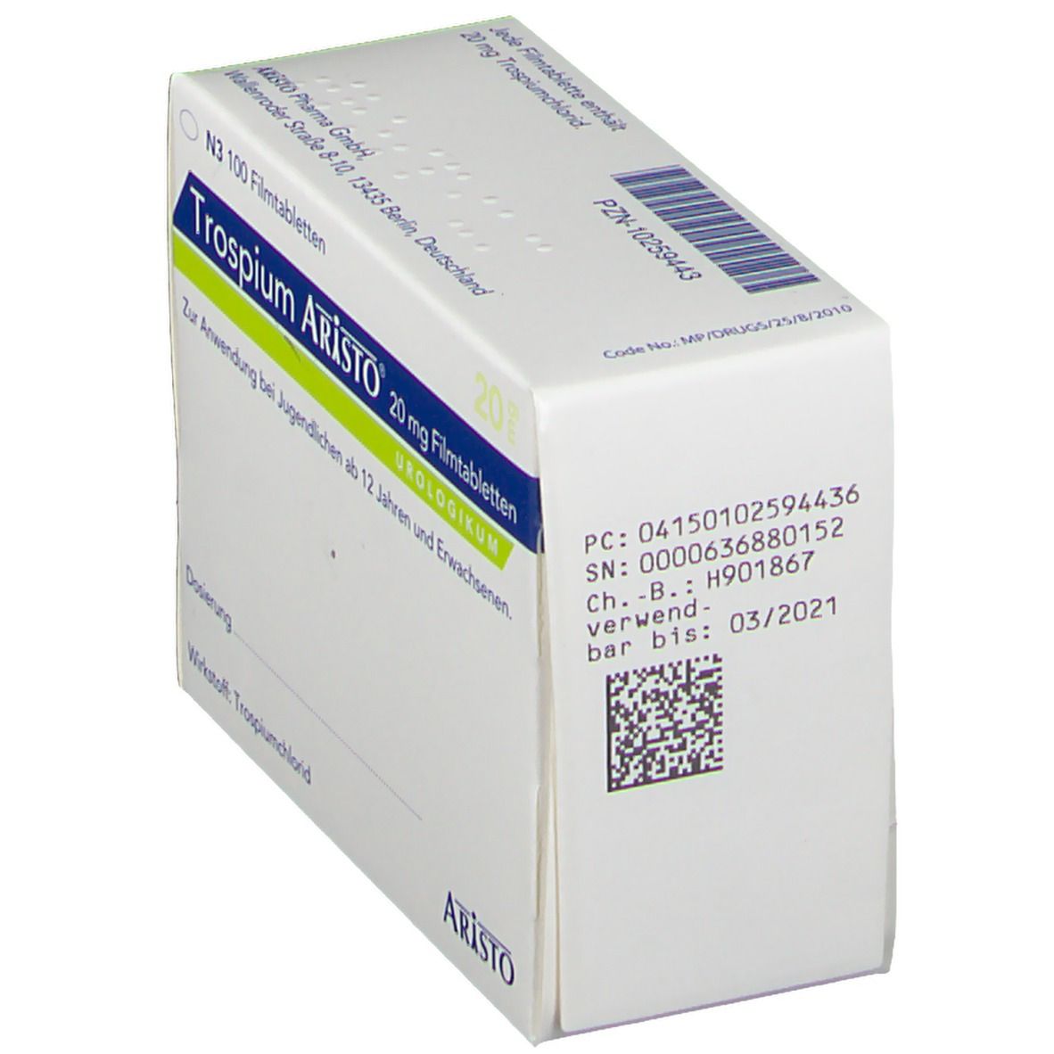 Trospium Aristo 20 mg Filmtabletten 100 St