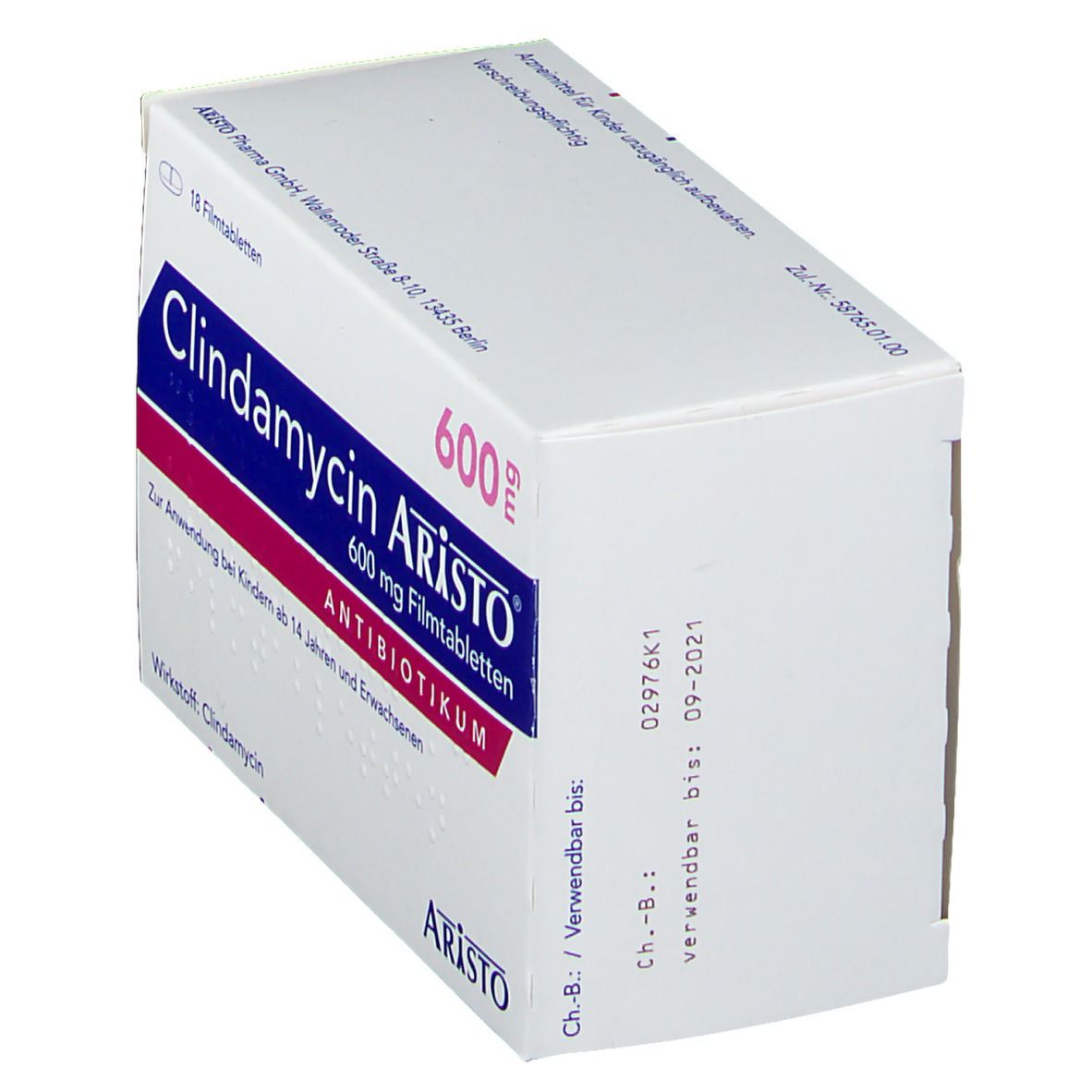 Clindamycin Aristo 600 mg Filmtabletten 18 St