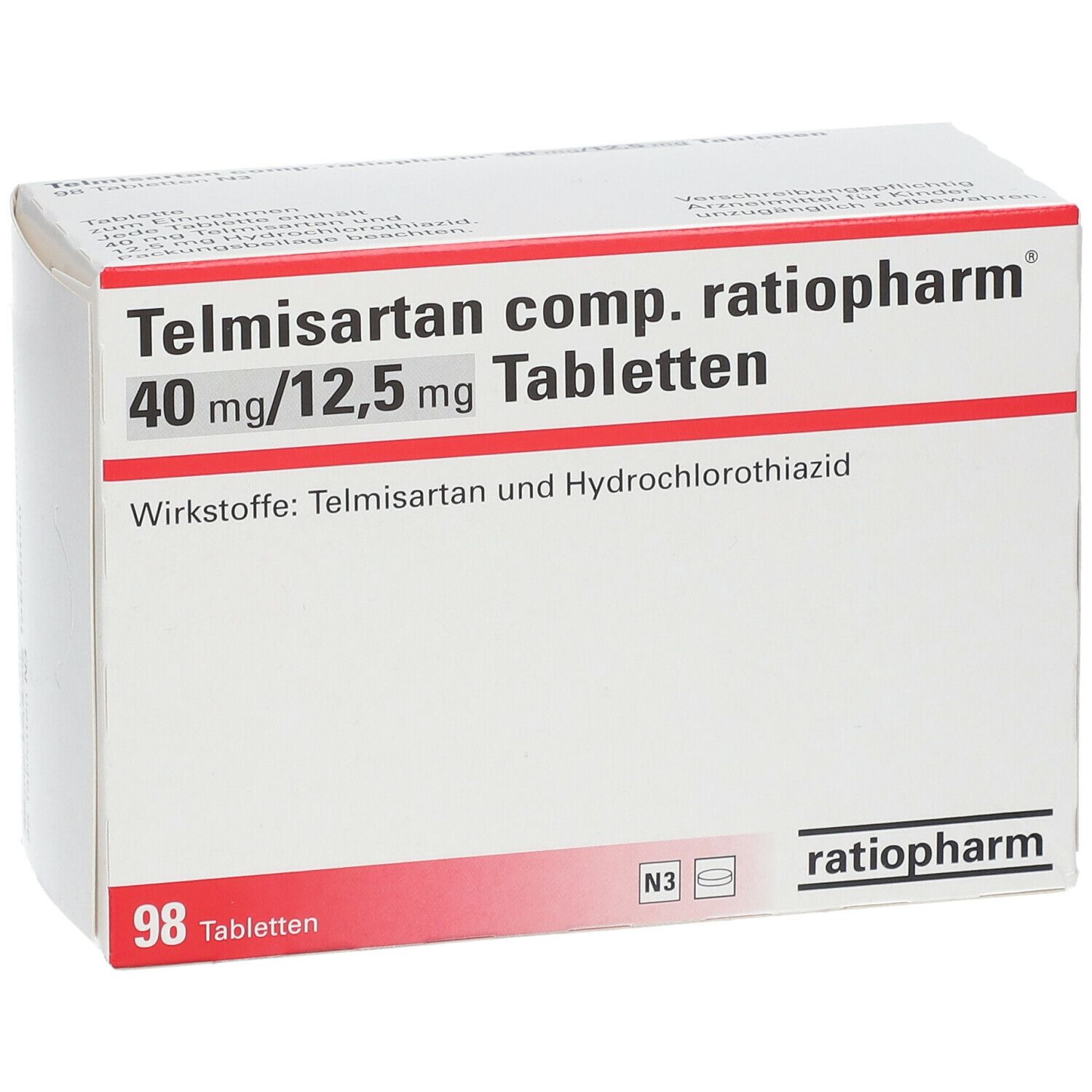 Telmisartan comp. ratiopharm® 40 mg/12,5 mg