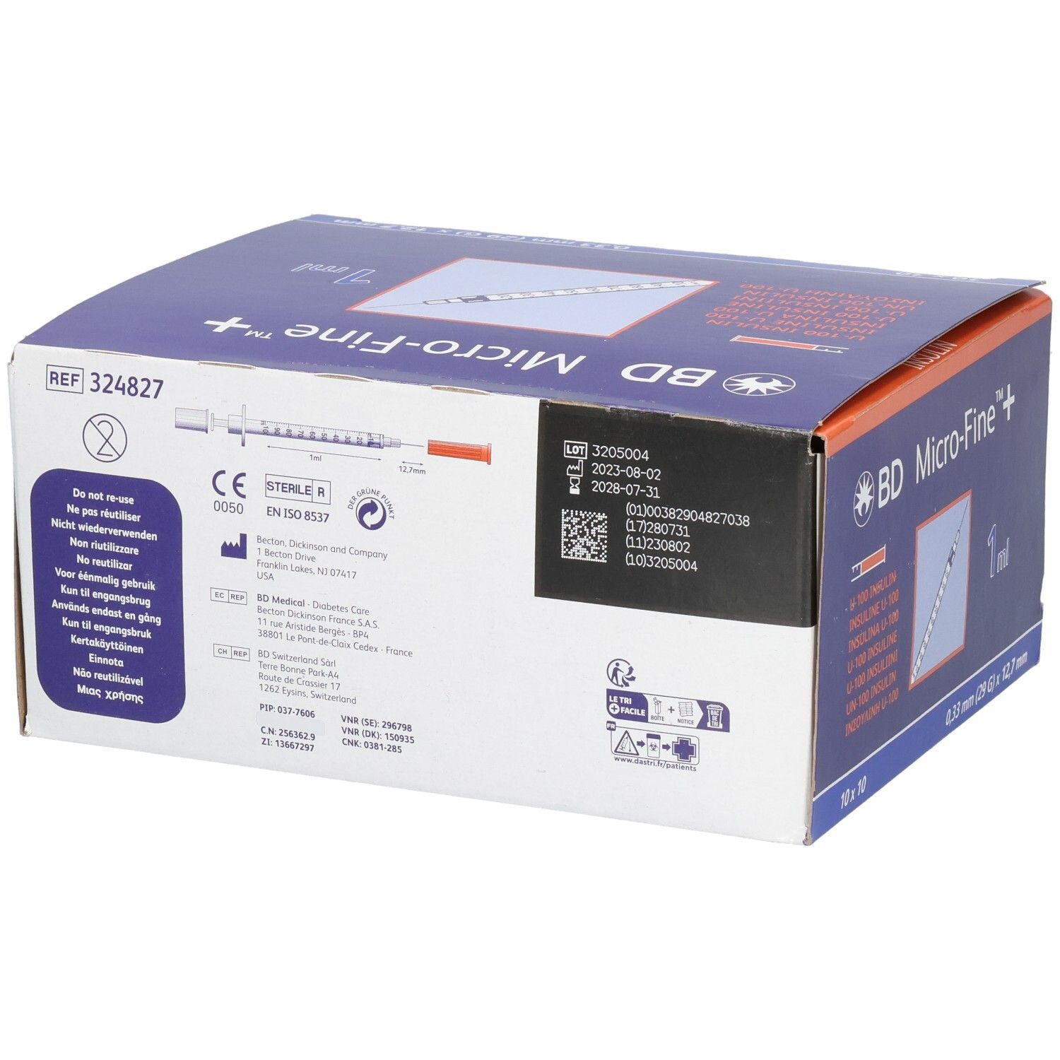 BD Micro-Fine+® Insulinspritzen 1 ml U-100 0,33 x 12,7 mm