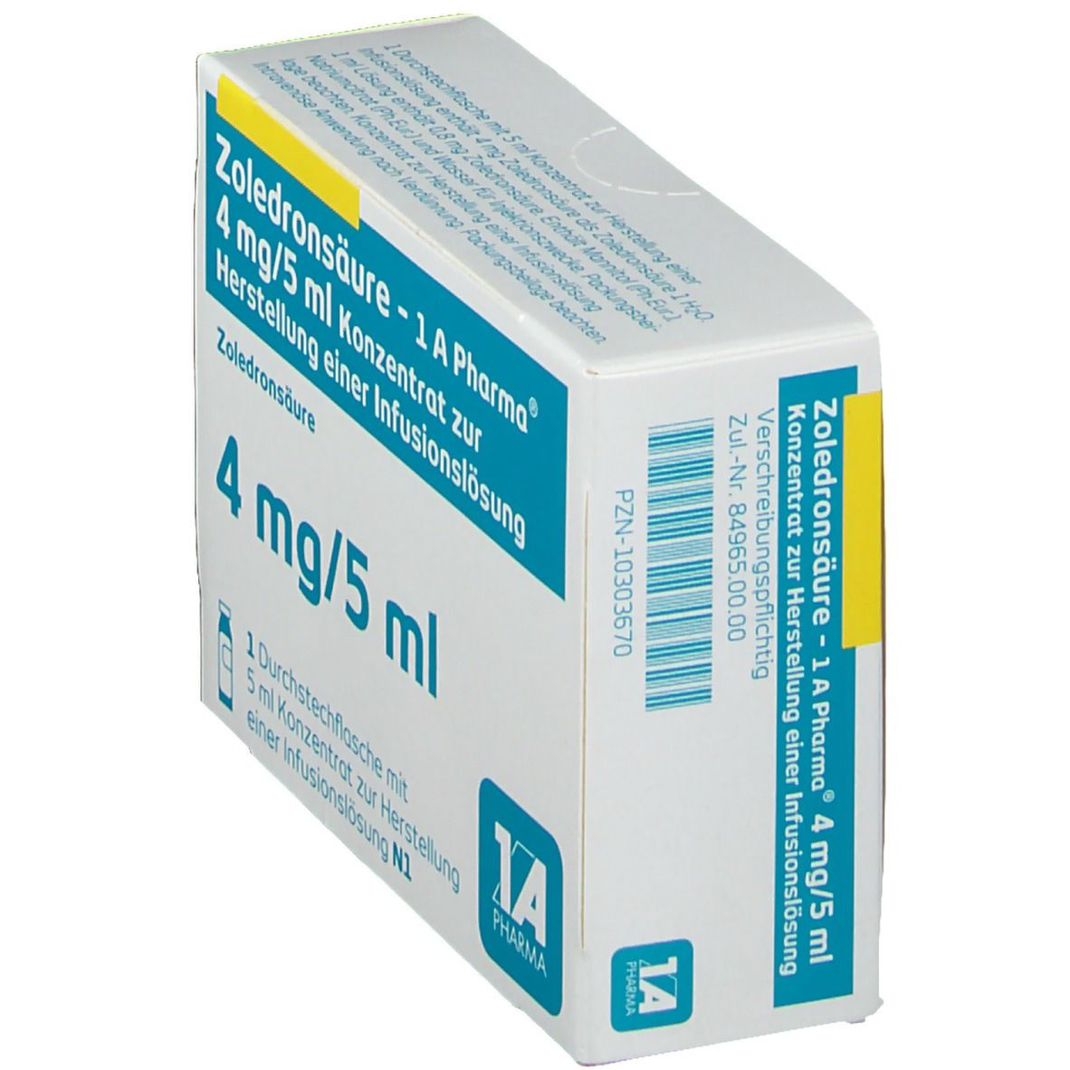 Zoledronsäure-1A Pharma 4 mg/5 ml Konz.z.H.Inf.L. 1 St Infusionslösungskonzentrat