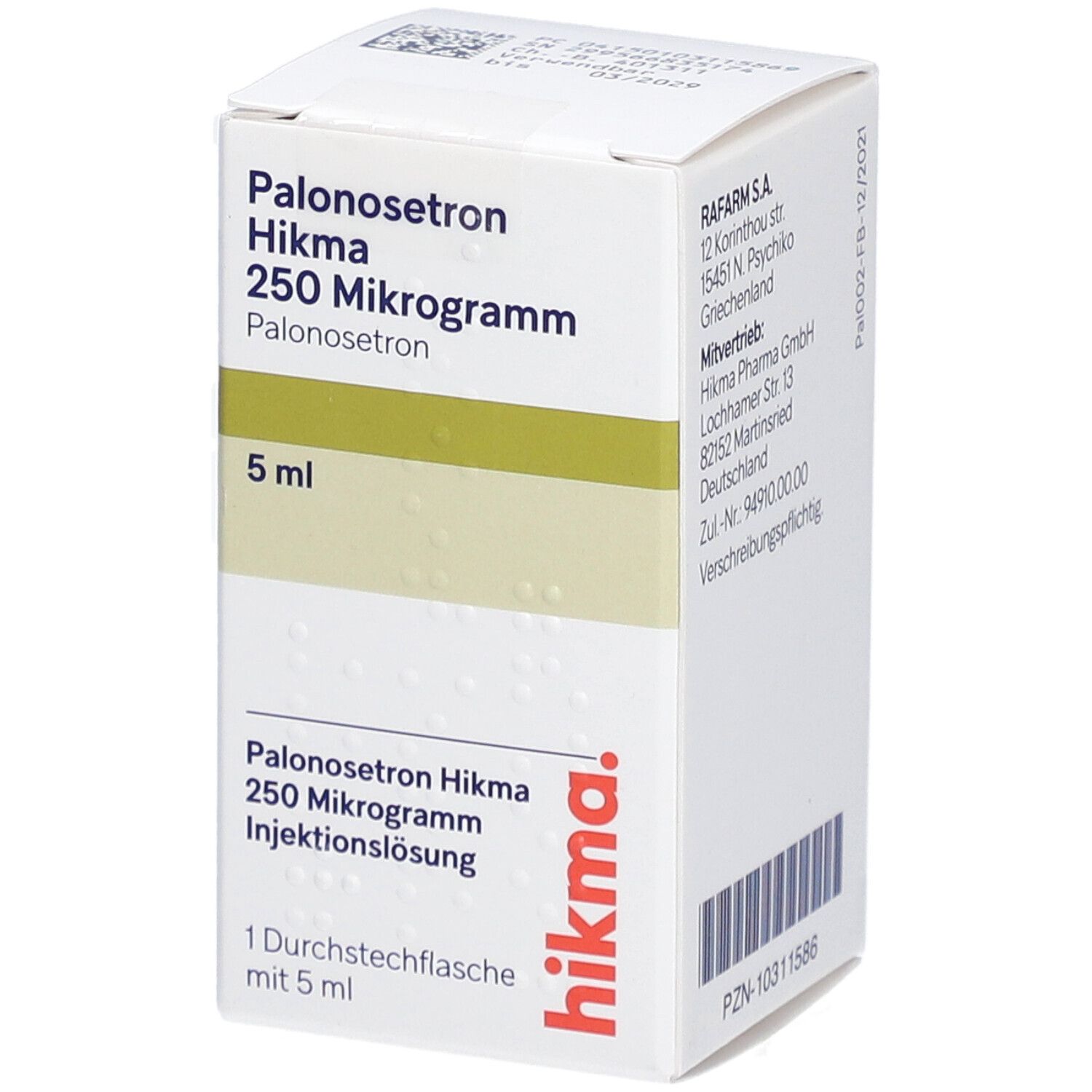 PALONOSETRON Hikma 250 Mikrogramm/5 ml Inj.-Lsg.