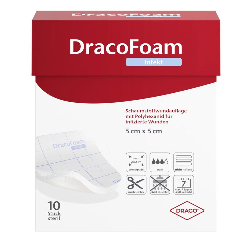 Dracofoam Infekt Schaumst.Wundauf.5x5 cm 10 St Verband