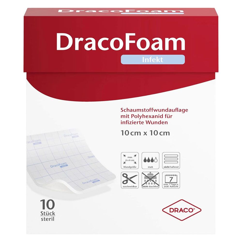 Dracofoam Infekt Schaumst.Wundauf.10x10 cm 10 St Verband