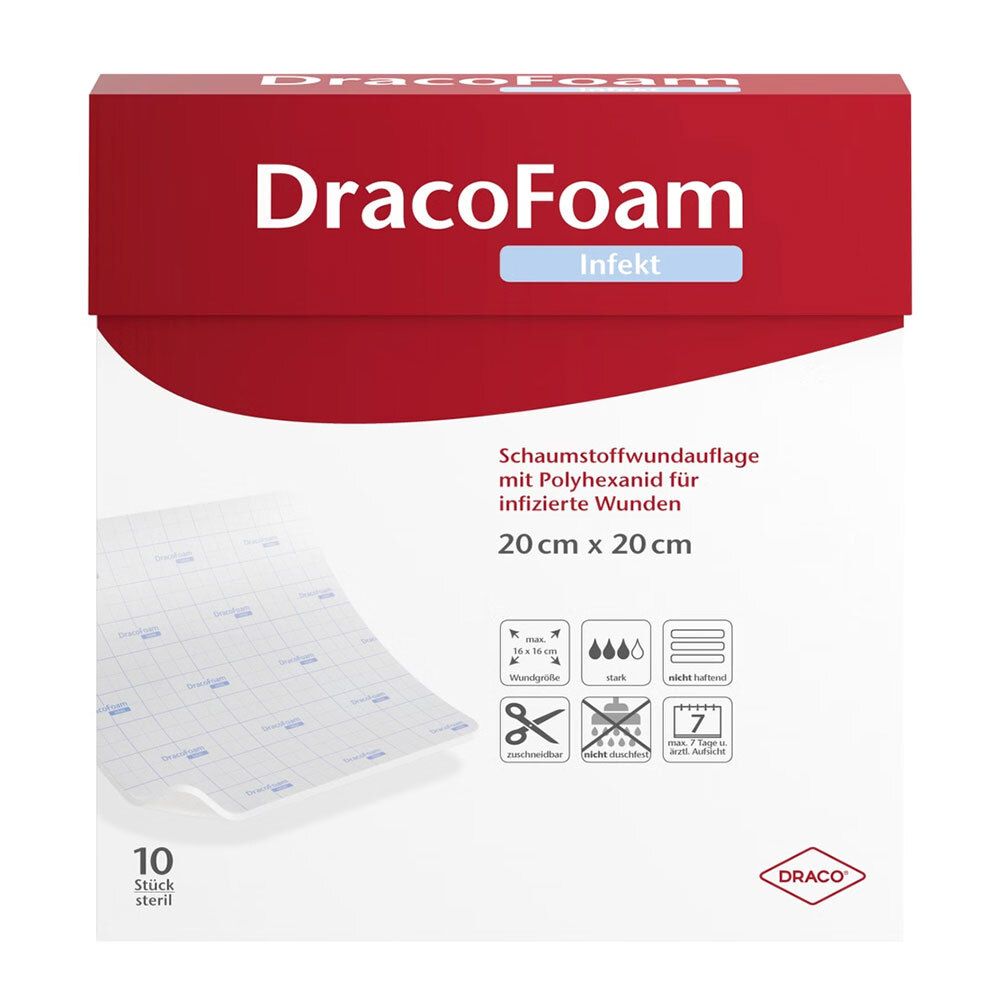 Dracofoam Infekt Schaumst.Wundauf.20x20 cm 10 St Verband