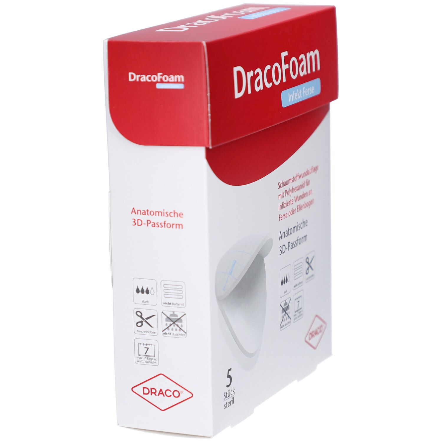 DracoFoam Infekt Ferse Schaumstoffwundauflage