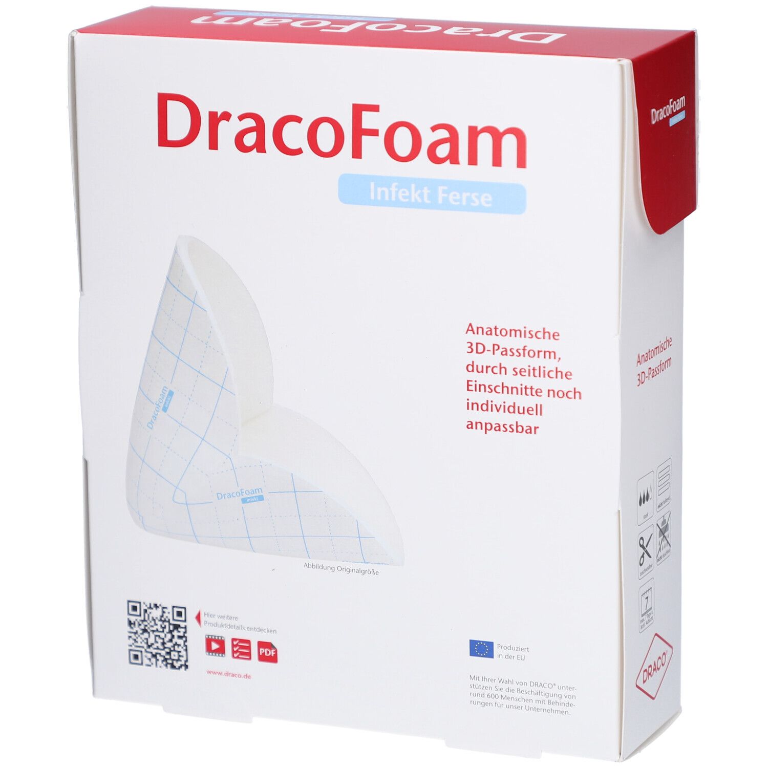 DracoFoam Infekt Ferse Schaumstoffwundauflage