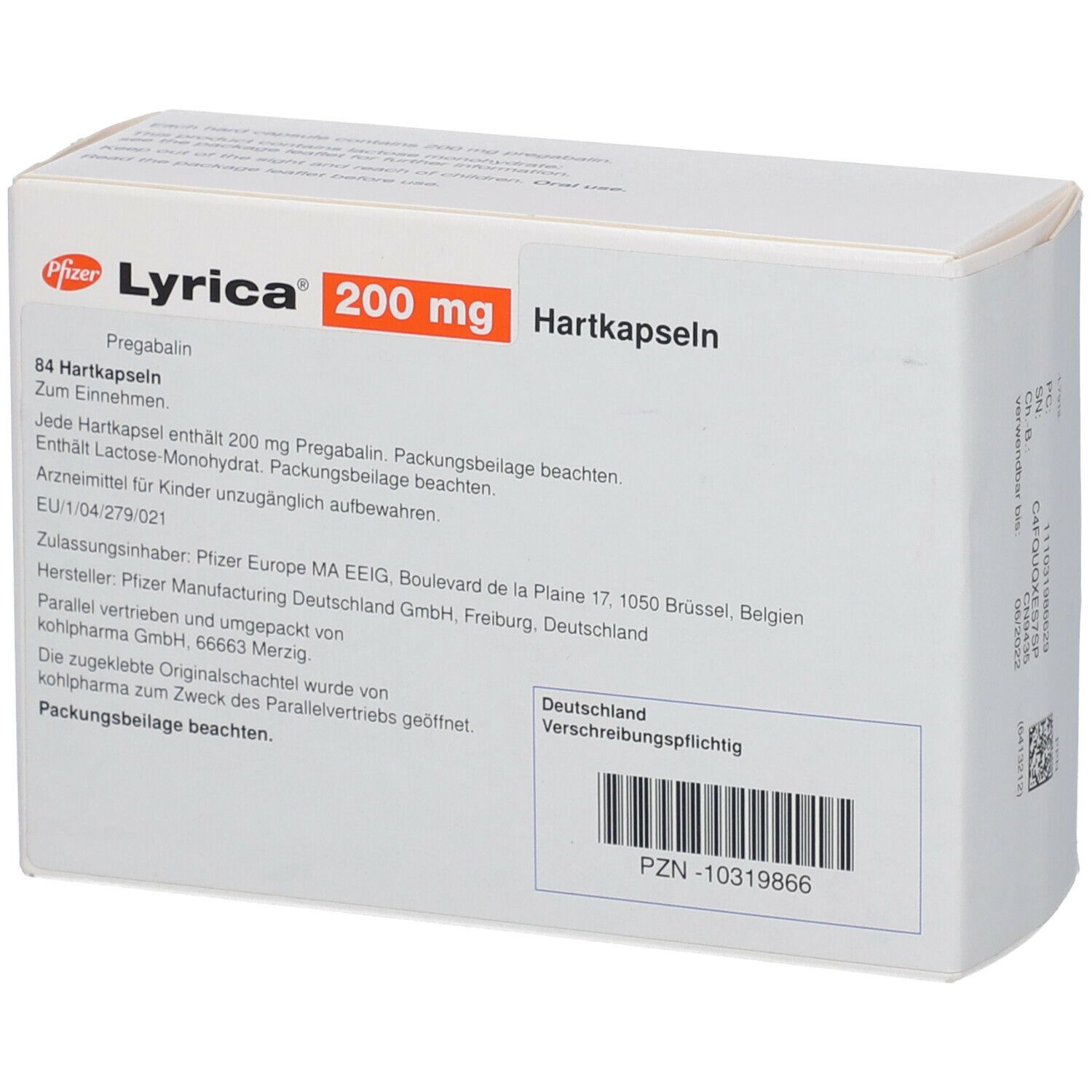 Lyrica 200 mg 84 St mit dem E-Rezept kaufen - Shop Apotheke