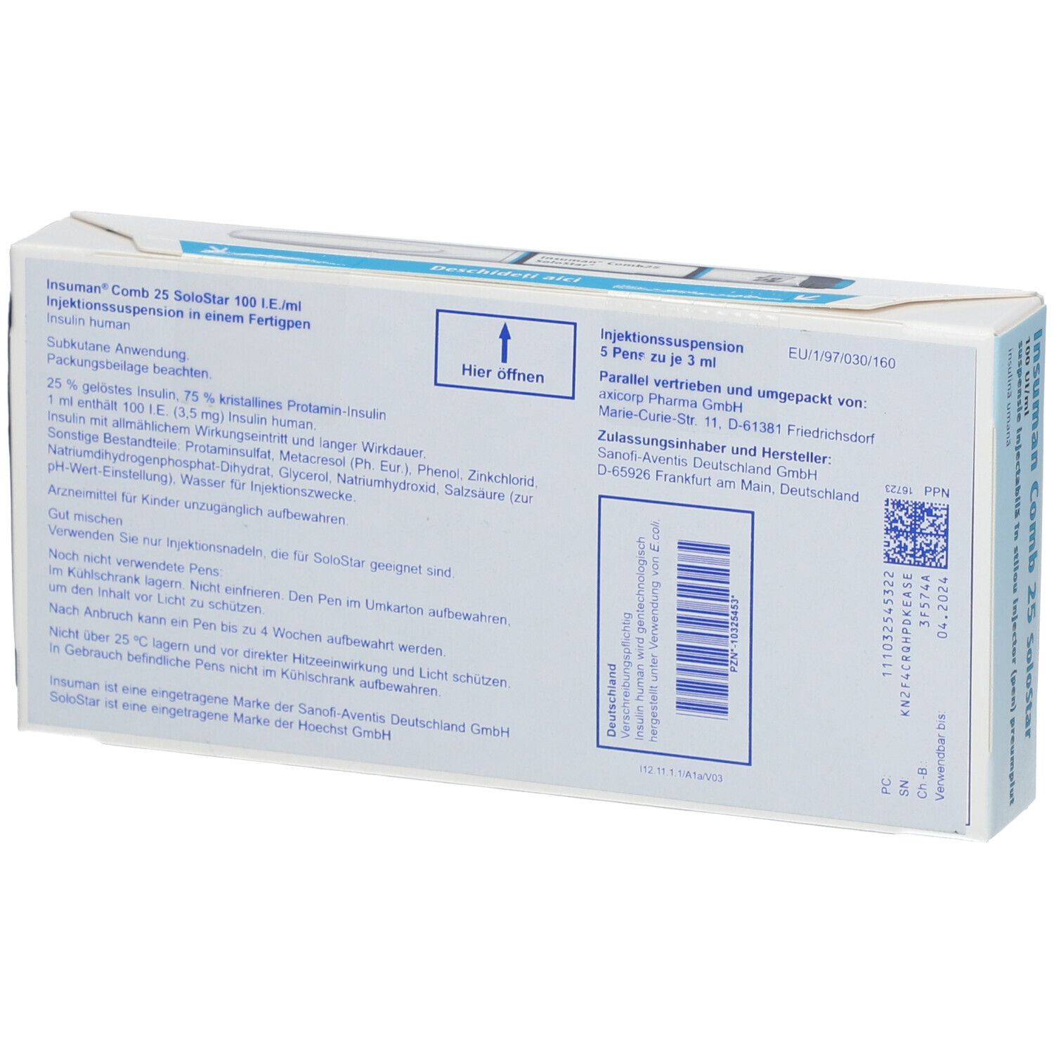 INSUMAN Comb 25 100 I.E./ml SoloStar Fertigpen