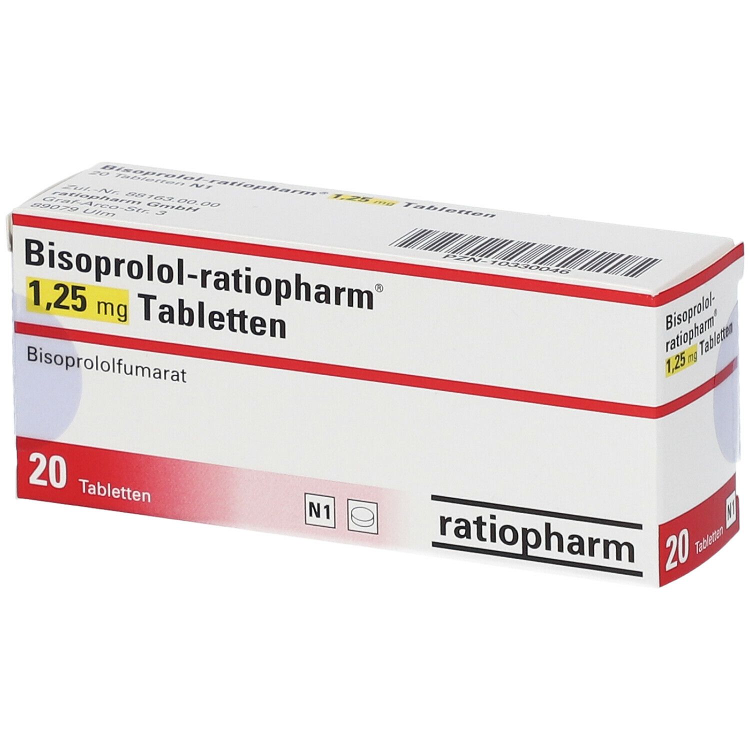 Bisoprolol-ratiopharm® 1,25 mg 20 St - shop-apotheke.com