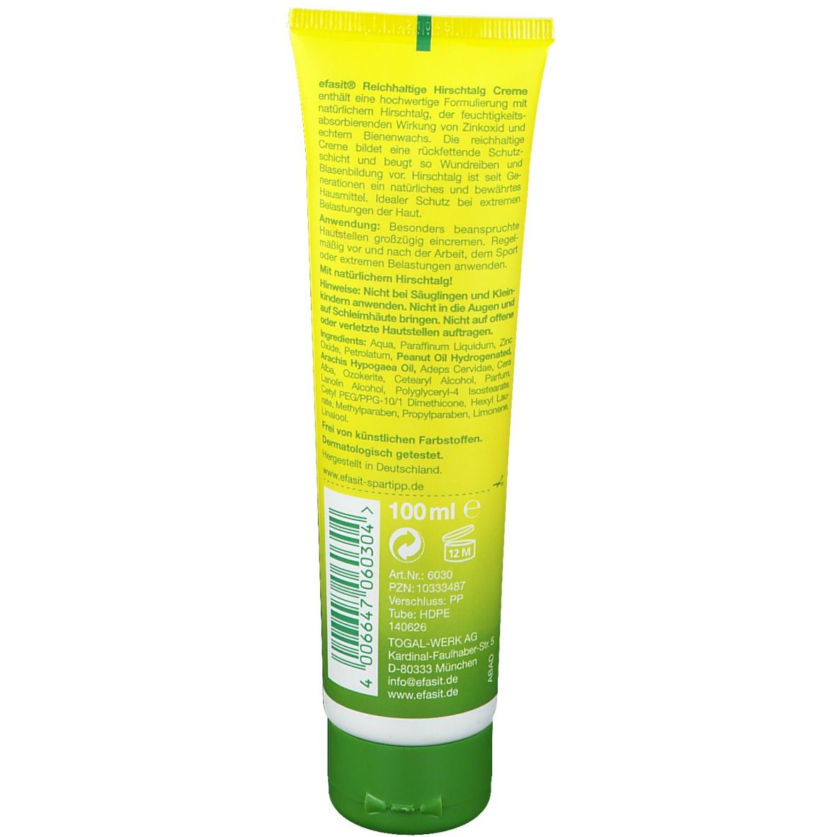 EFASIT Hirschtalg Creme, 75 Ml – Für Beanspruchte Haut Bei Outdoor-Aktivitäten